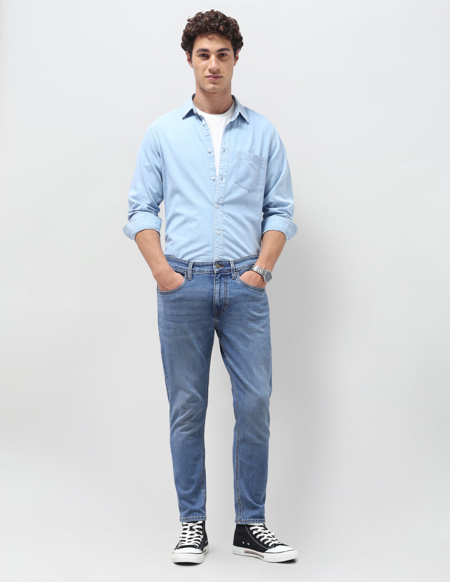 Cole Comfort Cropped Fit Blue Jeans Mid Blue - U.S. Polo Assn. India | Large