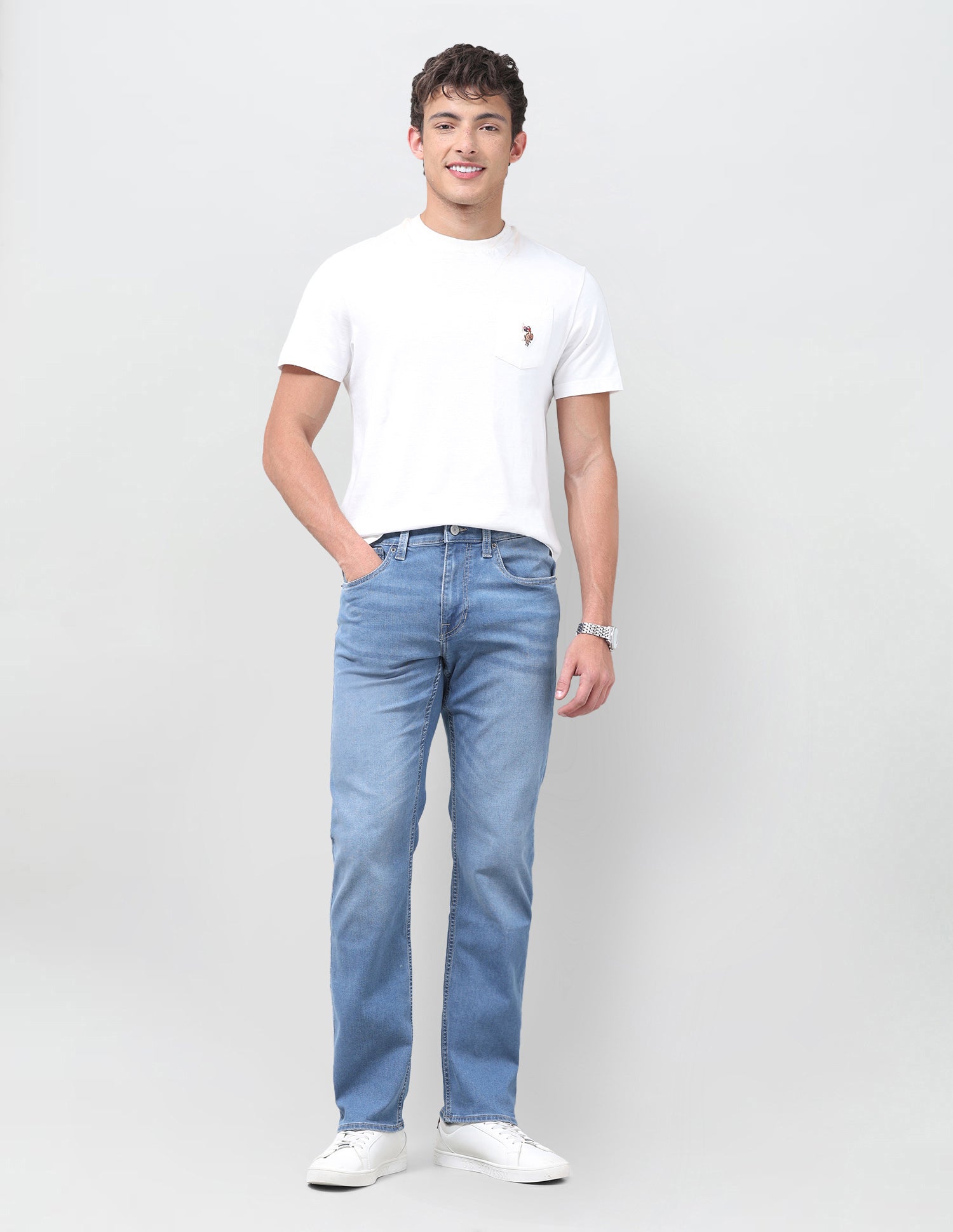 Harold Slim Straight Fit Blue Jeans Light Indigo - U.S. Polo Assn. India | Large