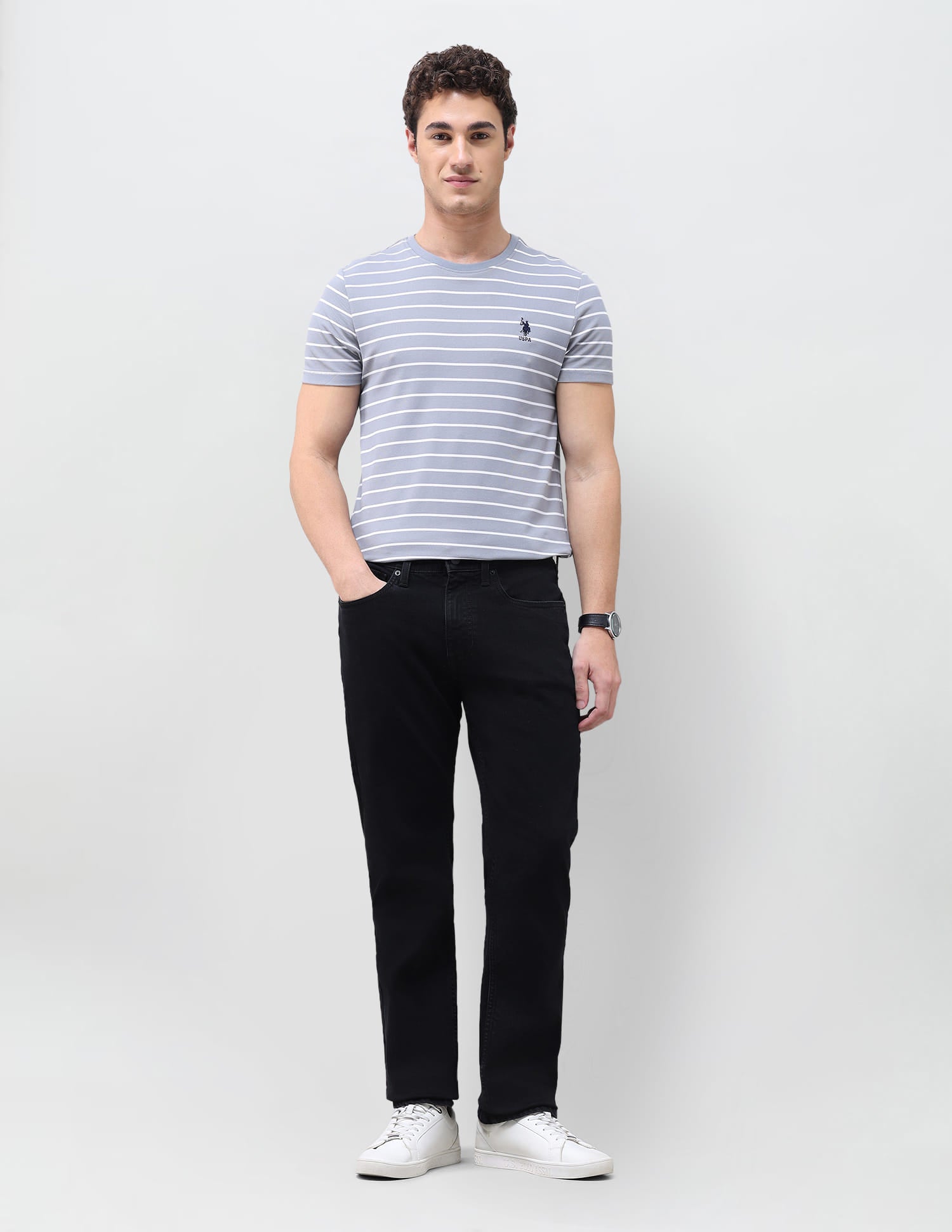 Solid Slim Straight Fit Jeans Black - U.S. Polo Assn. India | Large