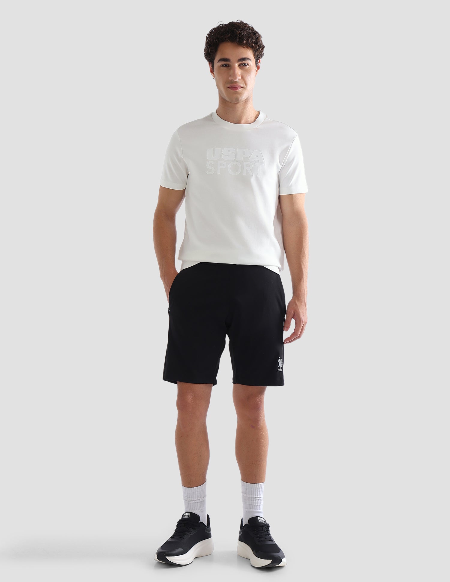 Brand Printed Slim Fit Active T-Shirt Off White - U.S. Polo Assn. India | Large