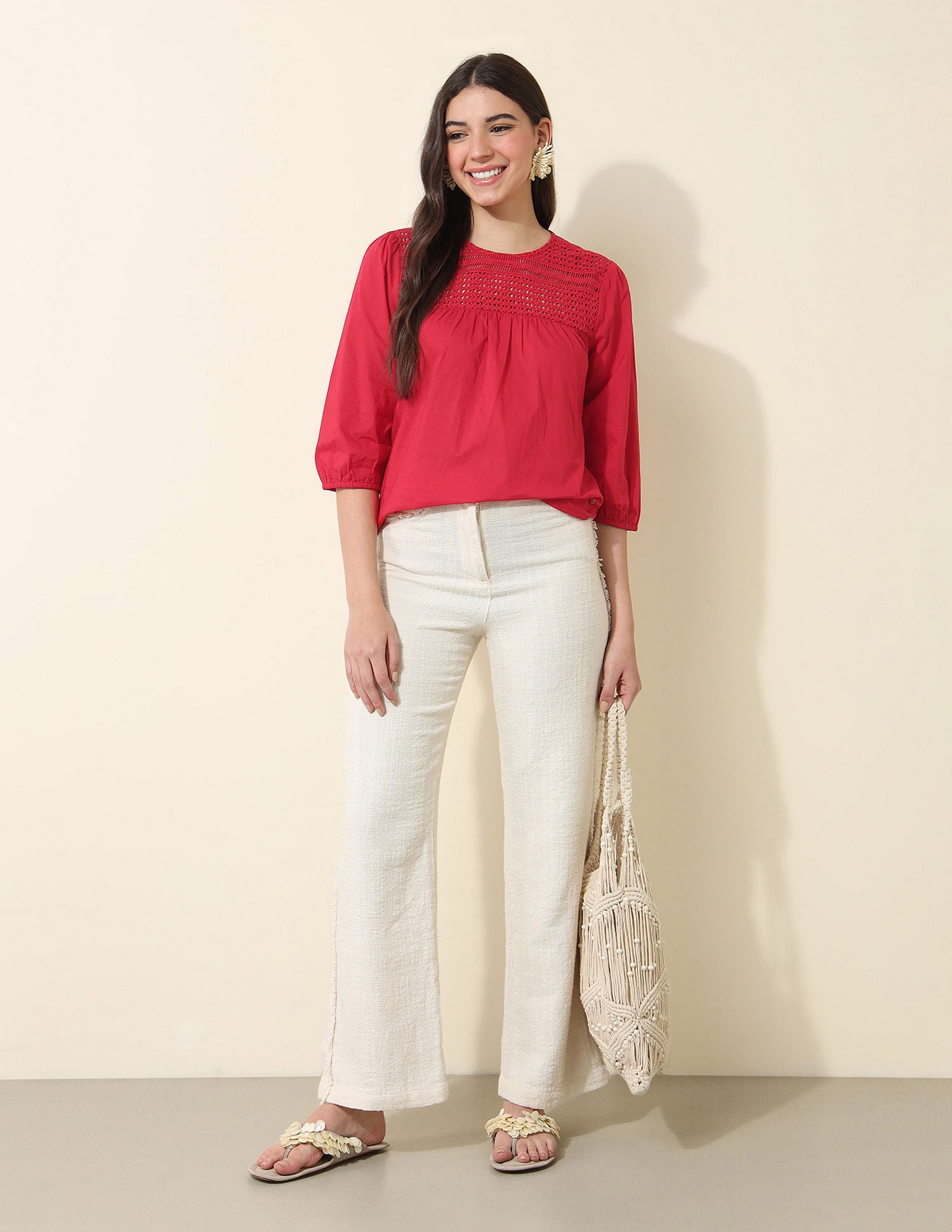 Lace Yoke Design Top Red - U.S. Polo Assn. India | Large