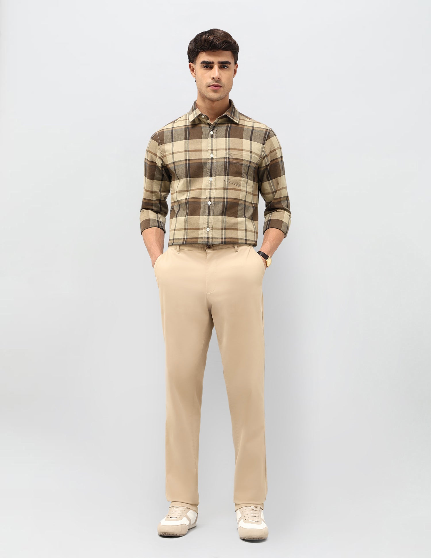 Tailored Fit Tartan Checked Shirt Light Brown - U.S. POLO ASSN. | Large