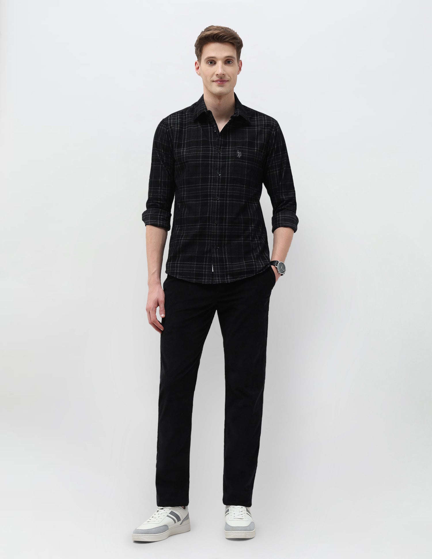 Corduroy Tailored Fit Shirt Black - U.S. POLO ASSN. | Large