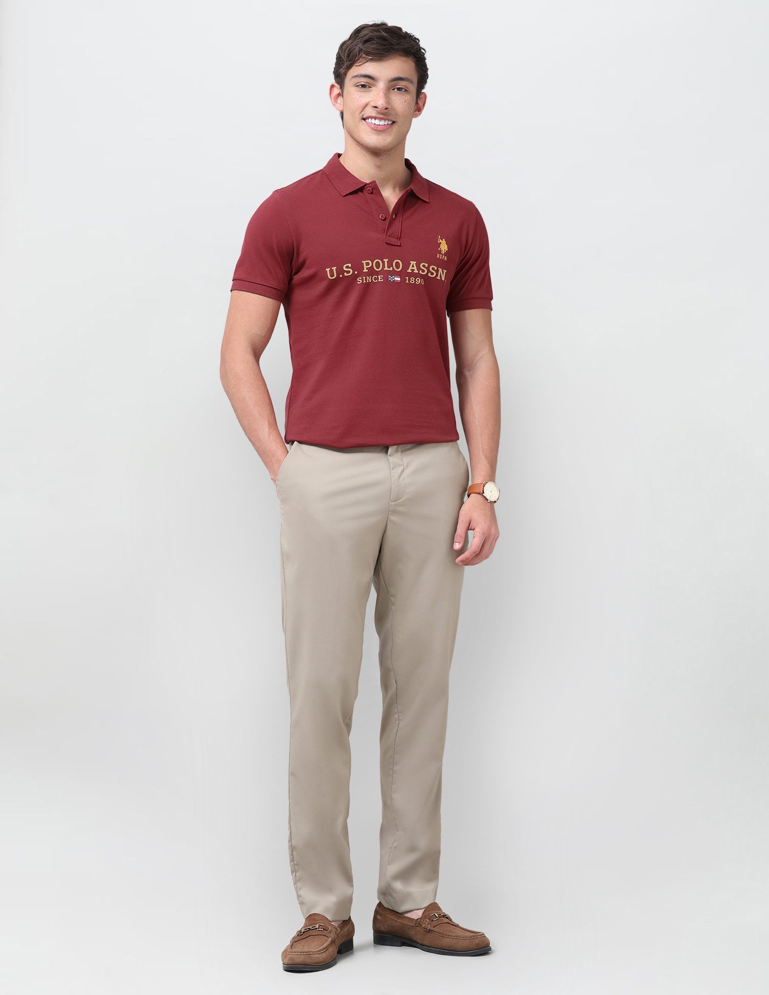 Brand Printed Regular Fit Polo Shirt Red - U.S. Polo Assn. India | Large