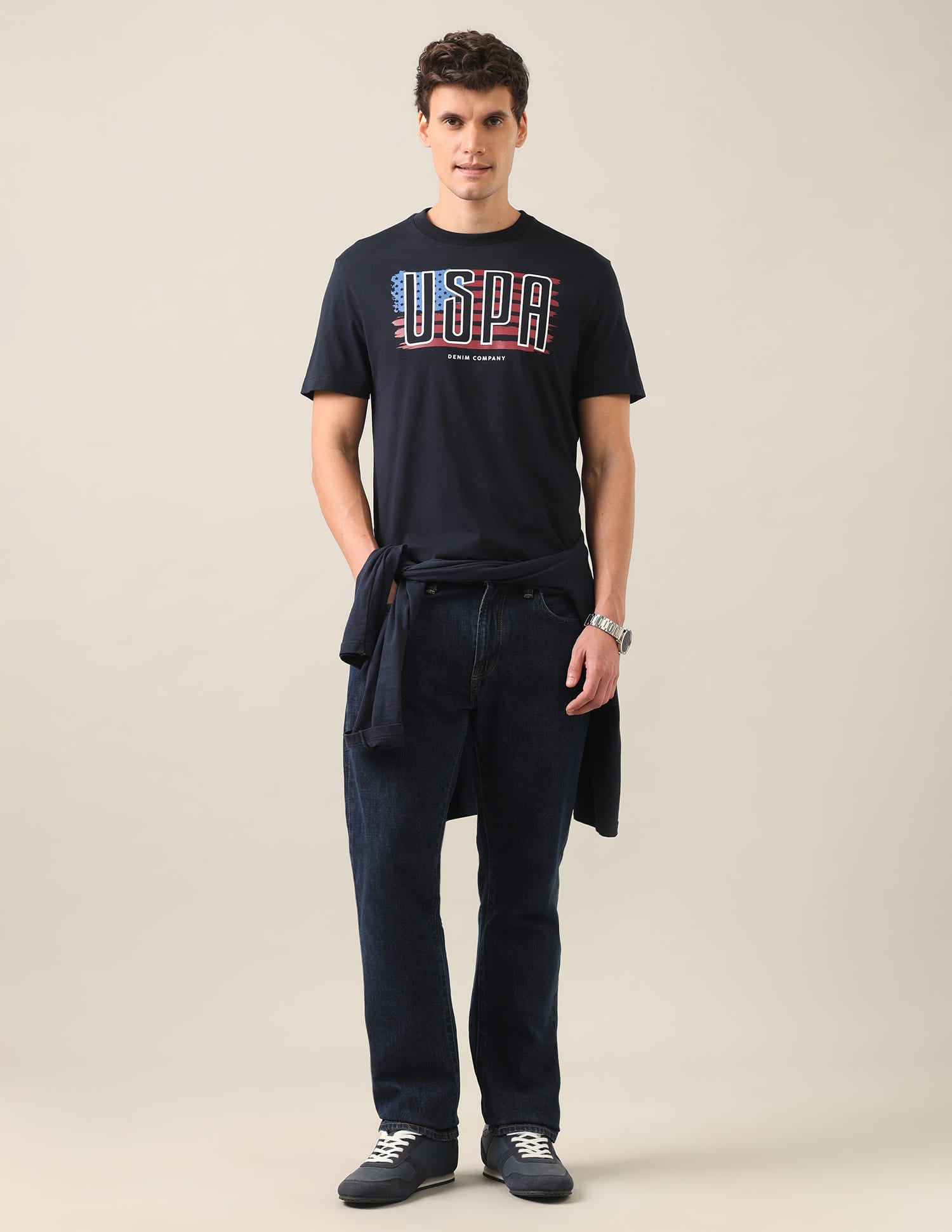 Graphic Brand Printed Regular Fit T-Shirt Navy - U.S. Polo Assn. India | Large