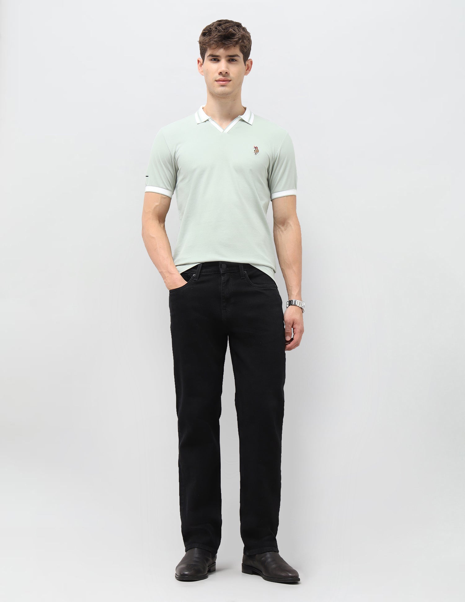 Solid Slim Fit Polo Shirt Green - U.S. Polo Assn. India | Large