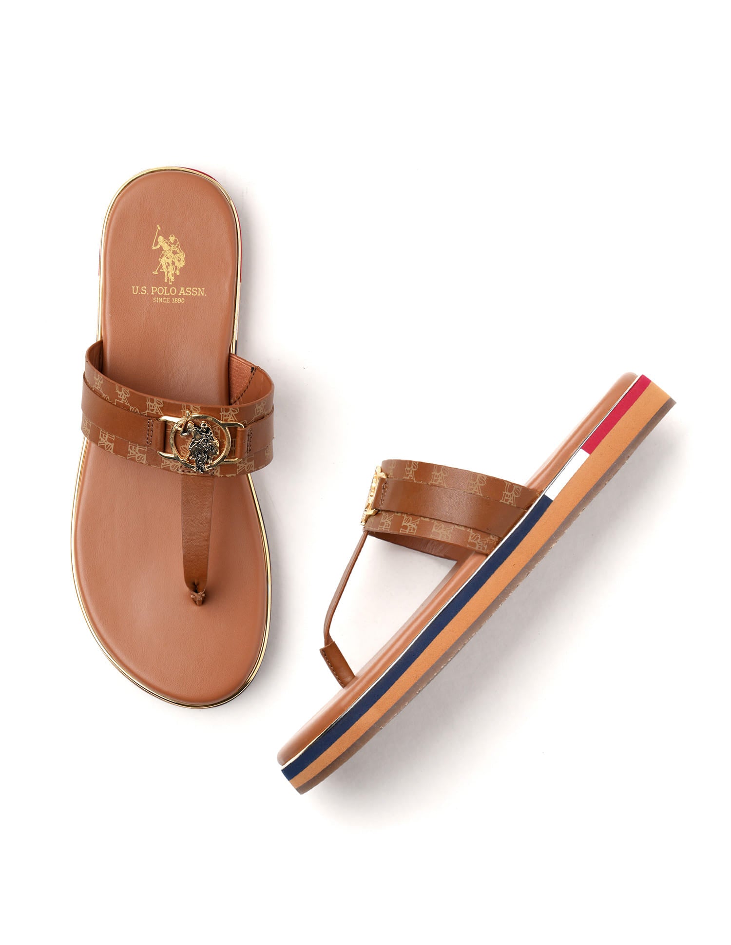 Women Abigail Flat Sandals Tan - U.S. Polo Assn. India | Large