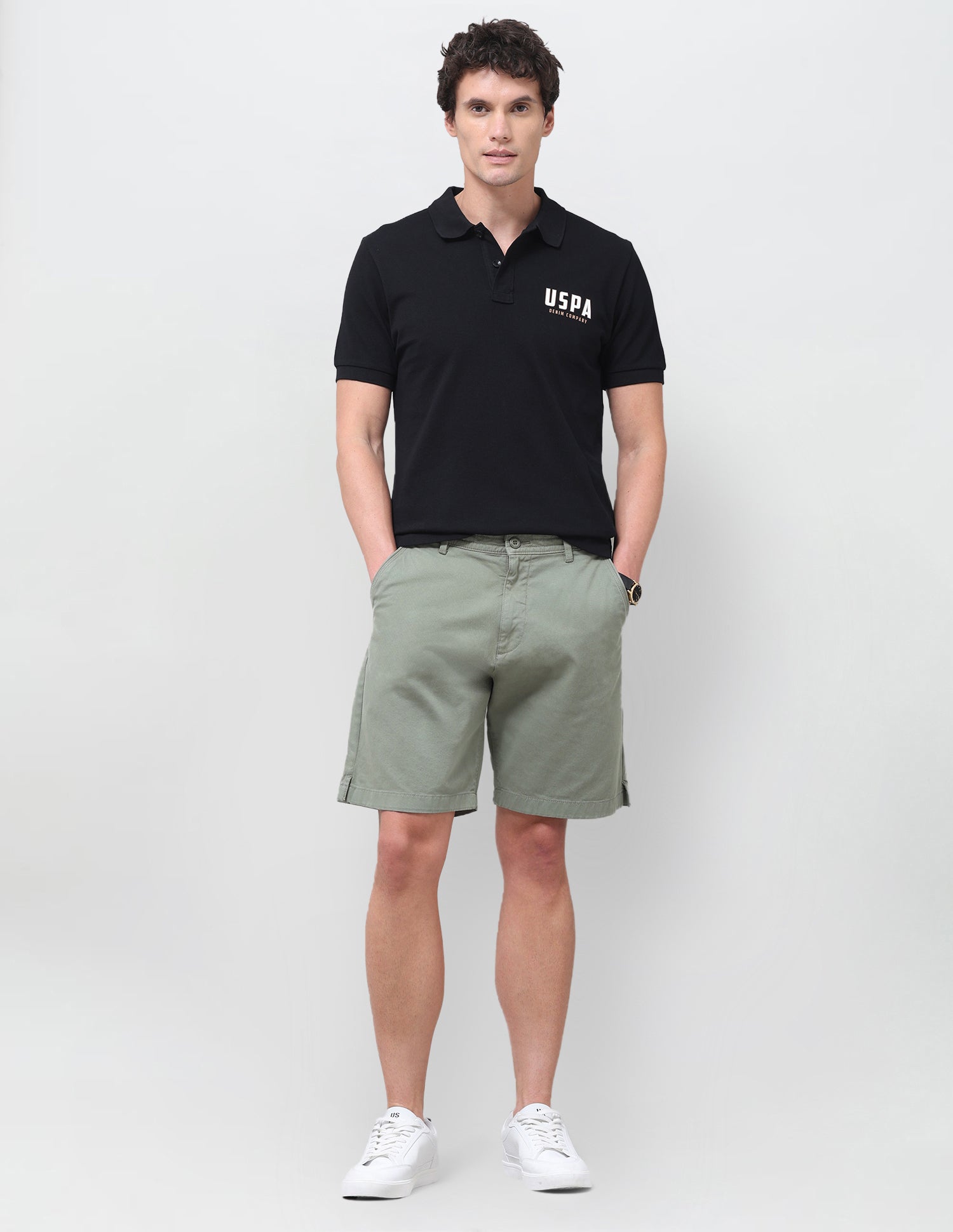 Brand Printed Slim Fit Polo Shirt Black - U.S. Polo Assn. India | Large