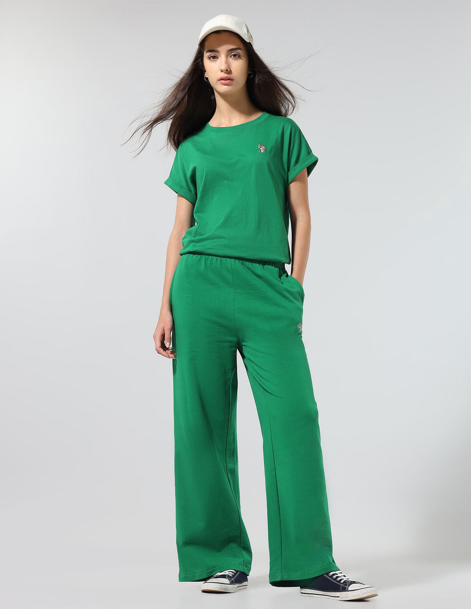 Wide Leg Fit Lounge Trousers Bright Green - U.S. POLO ASSN. | Large