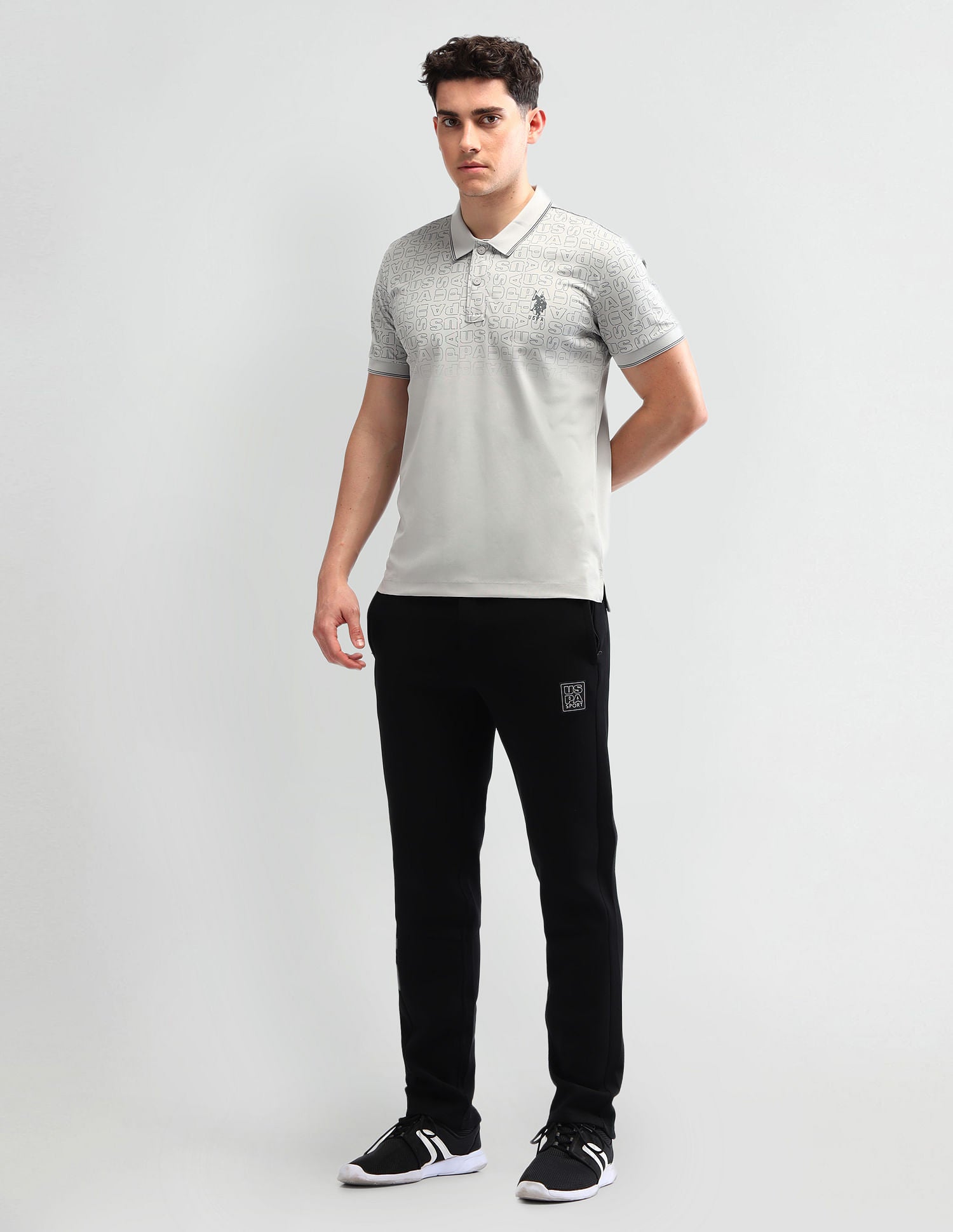 Slim Fit Printed Polo Shirt Grey - U.S. Polo Assn. India | Large