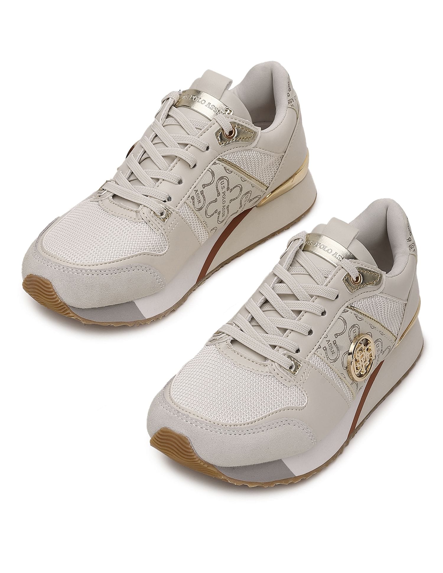 Stella Nude Monogram Print Sneakers Shoes Beige - U.S. Polo Assn. India | Large