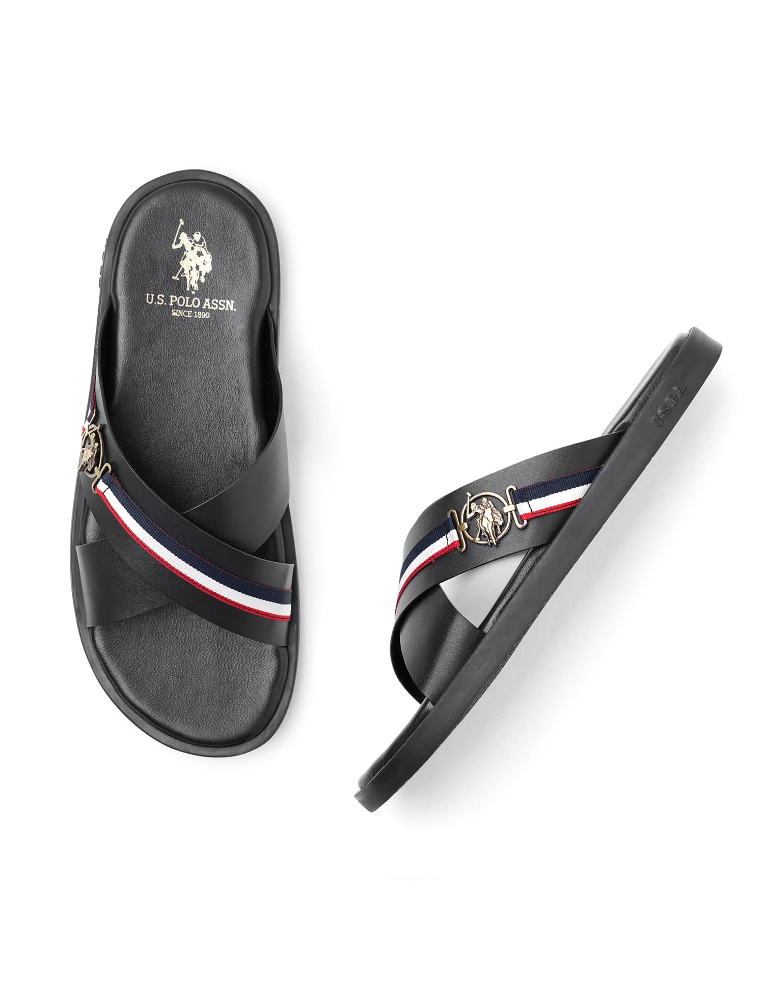 Men Strap Fran Sandals Black - U.S. Polo Assn. India | Large