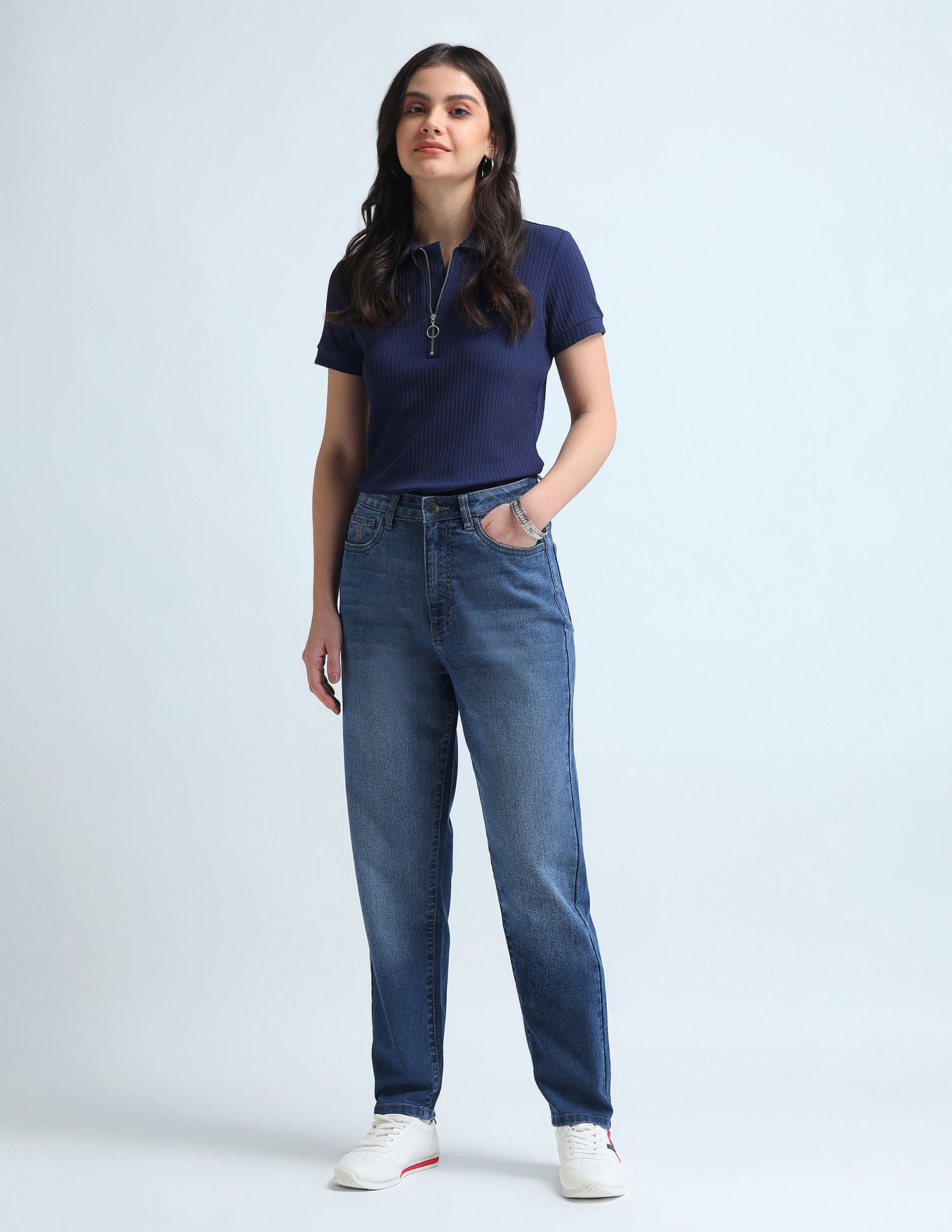 Mom Fit Blue Jeans Blue - U.S. POLO ASSN. | Large