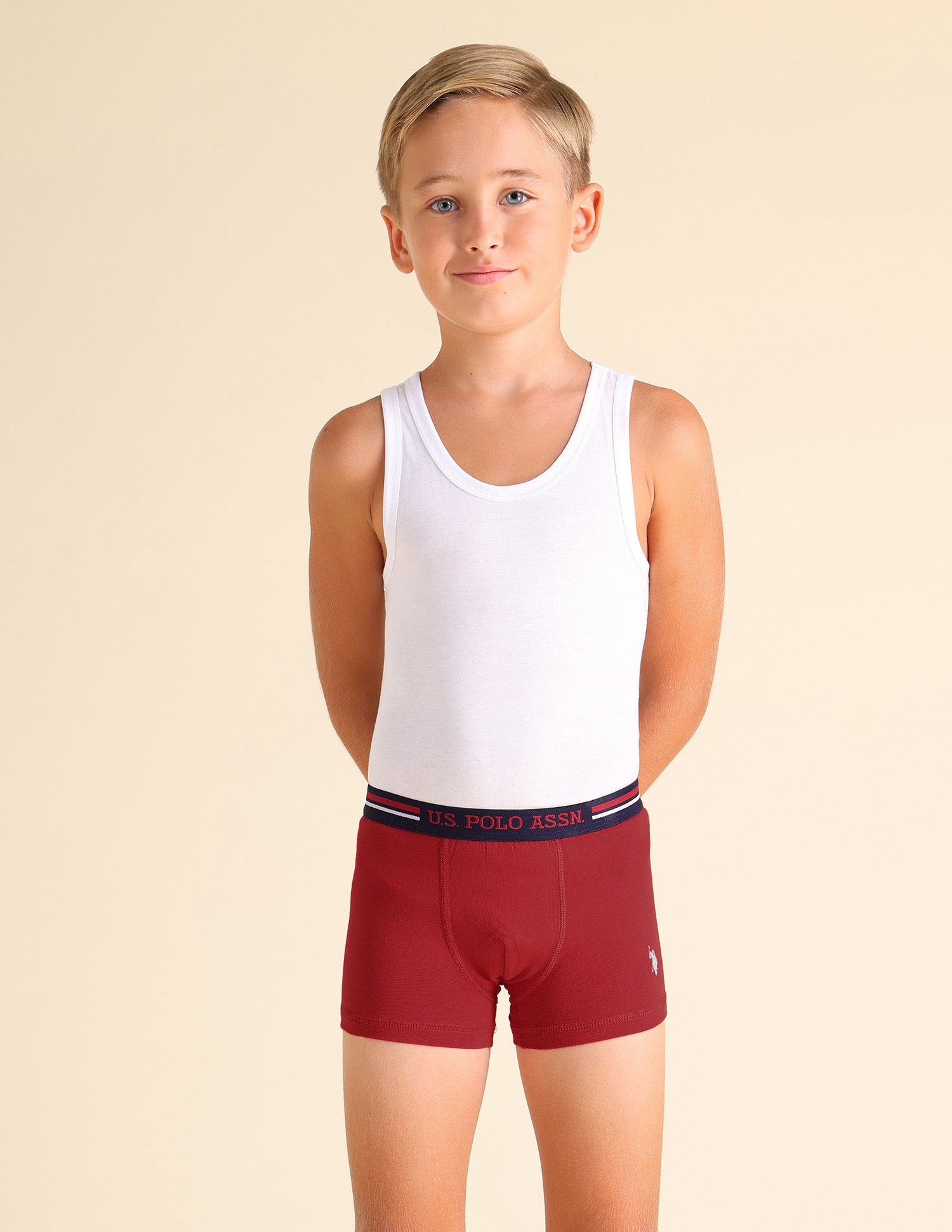 Mid Rise Cotton Spandex EKT02 Trunks - Pack Of 2 Red and White - U.S. POLO ASSN. | Large