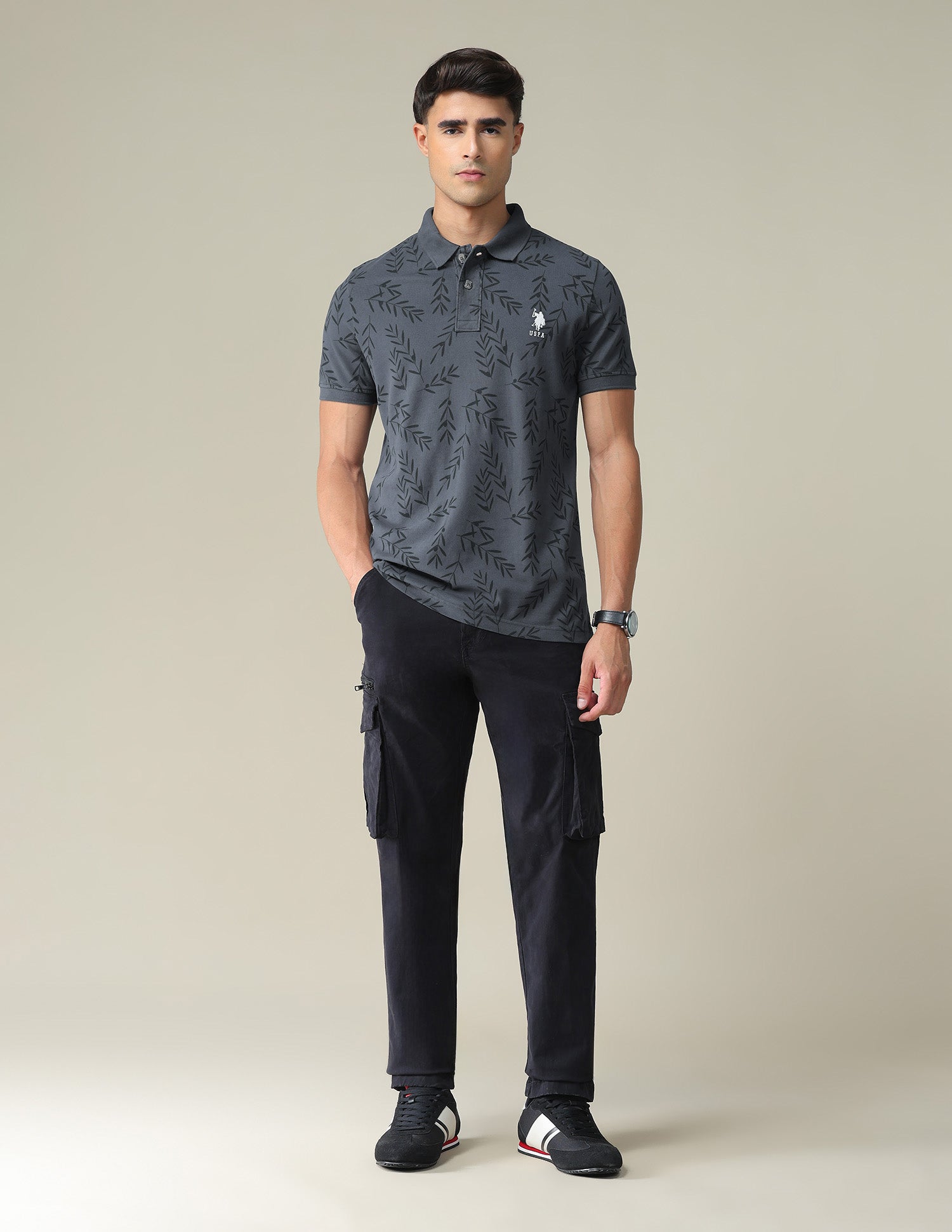 Pure Cotton Slim Fit Polo Shirt Charcoal - U.S. POLO ASSN. | Large