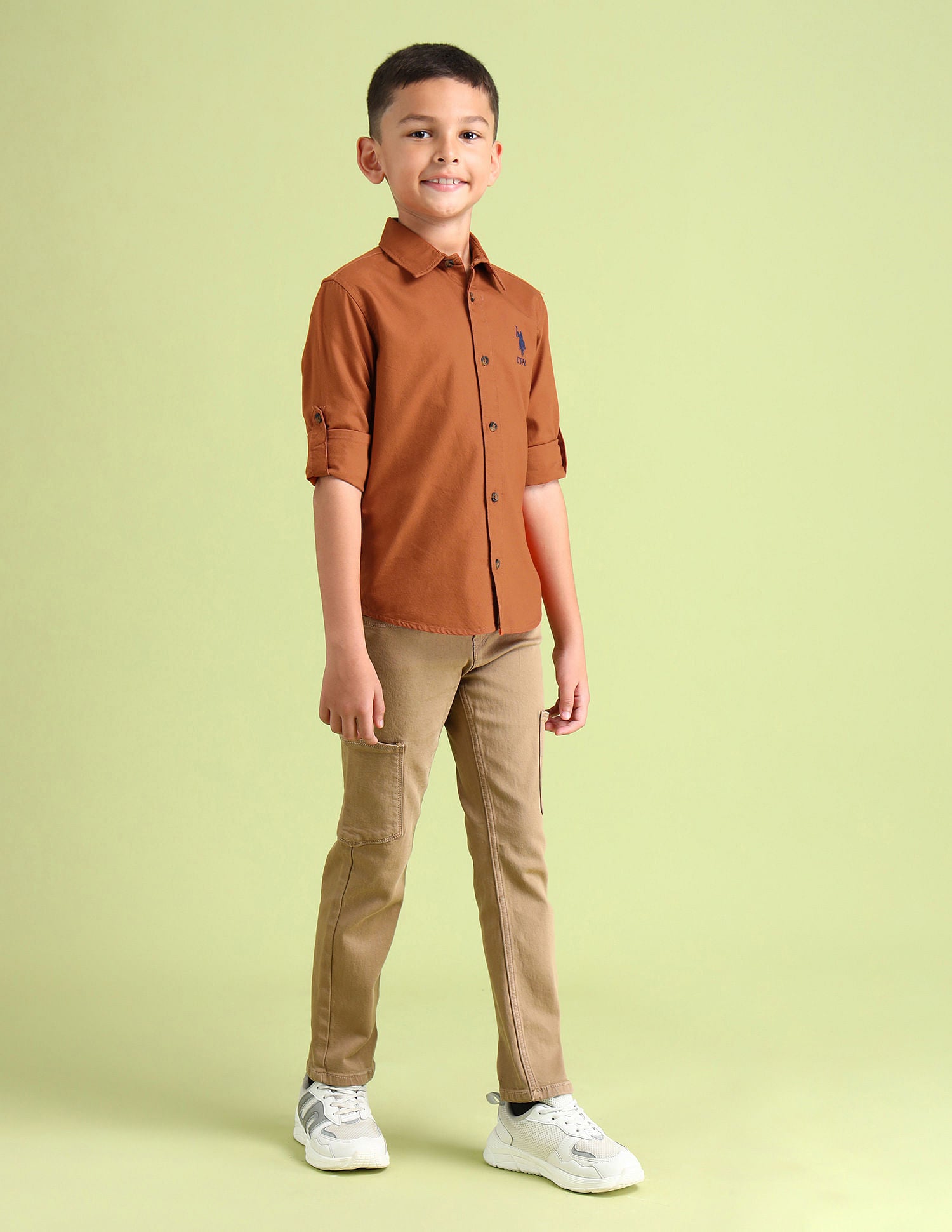 Dobby Regular Fit Solid Shirt Rust - U.S. POLO ASSN. | Large