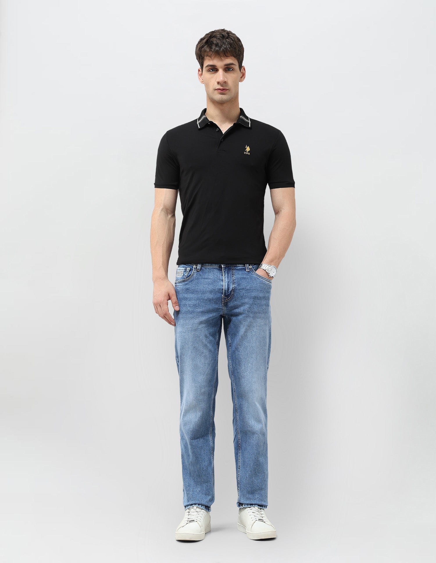 Shawn Relaxed Fit Blue Jeans Light Indigo - U.S. Polo Assn. India | Large