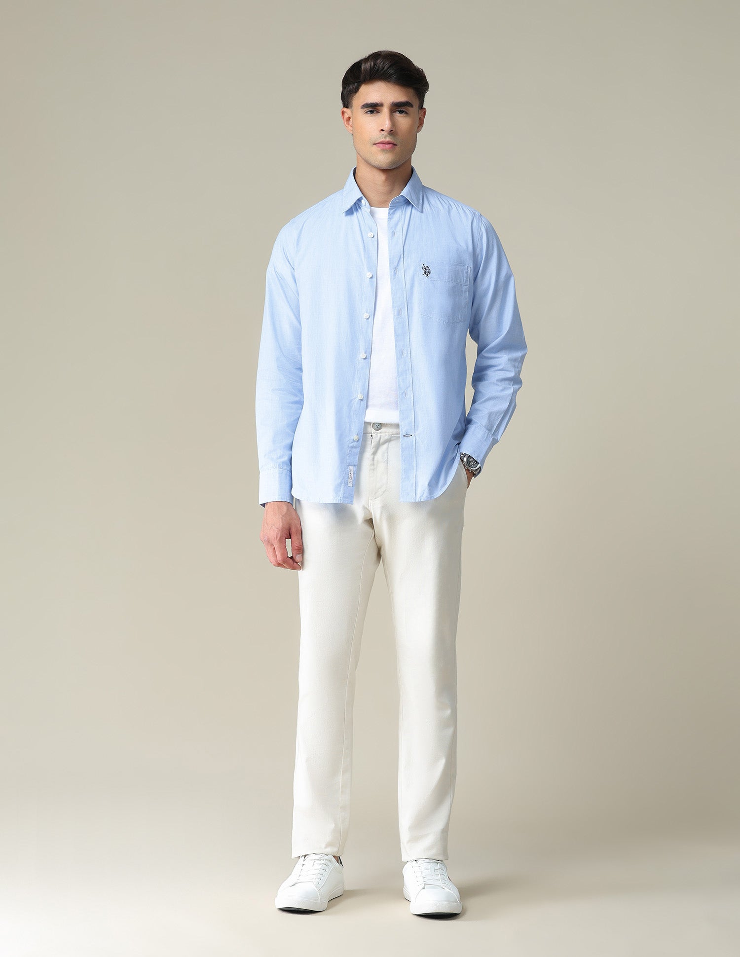 Two Tone Shirt Light Blue - U.S. POLO ASSN. | Large