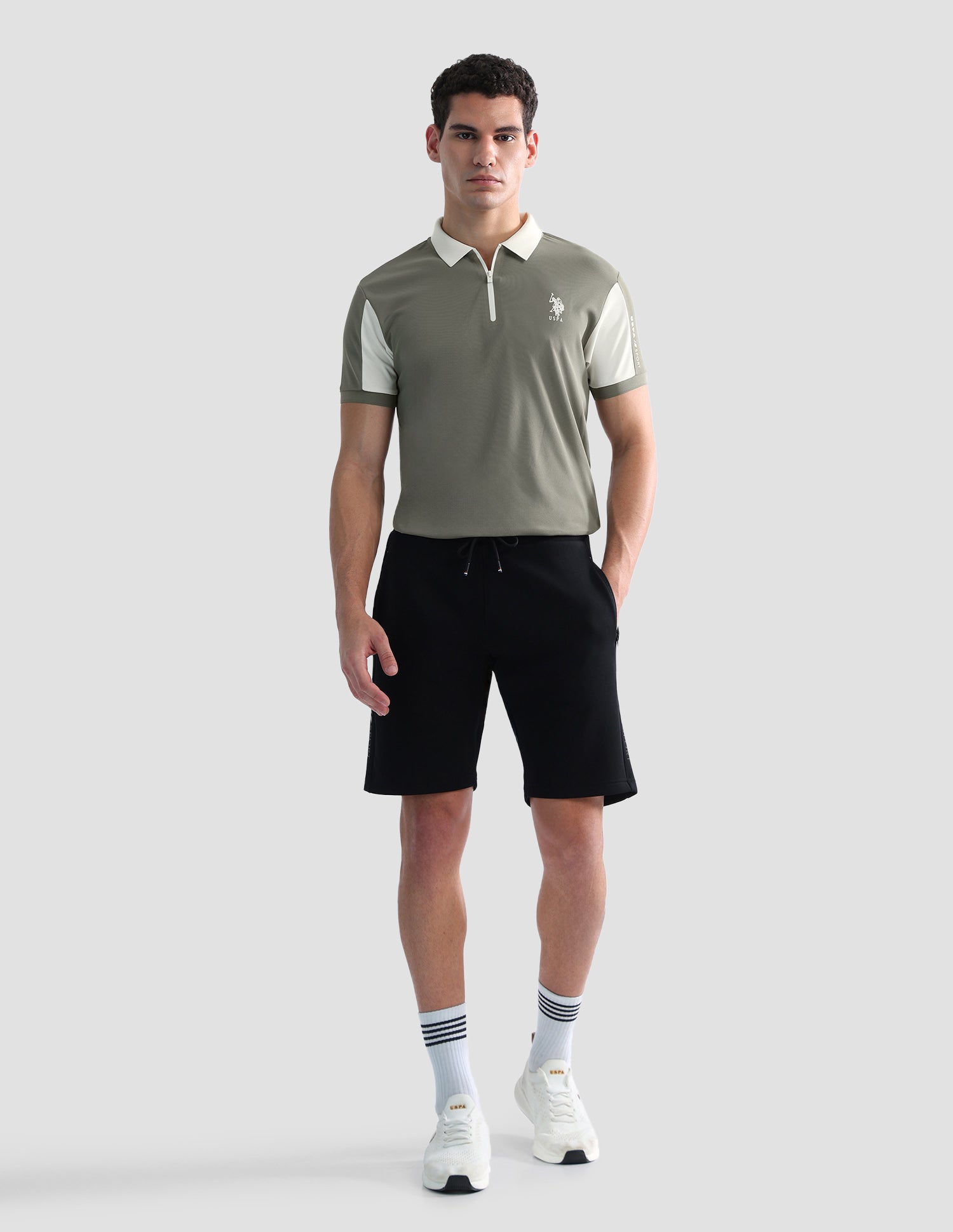 Solid Slim Fit Active Polo Shirt Light Olive - U.S. POLO ASSN. | Large
