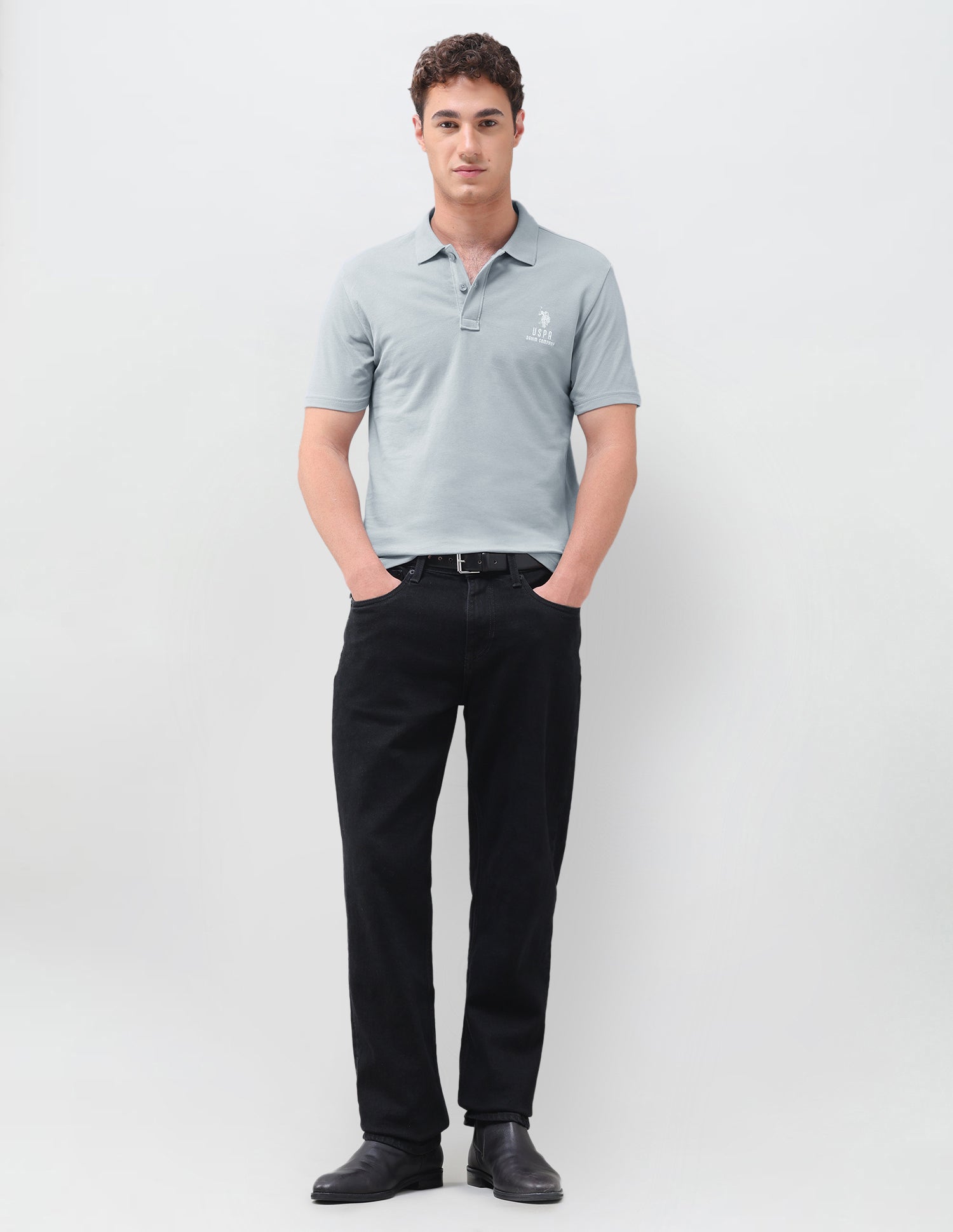 Solid Slim Fit Polo Shirt Grey - U.S. Polo Assn. India | Large