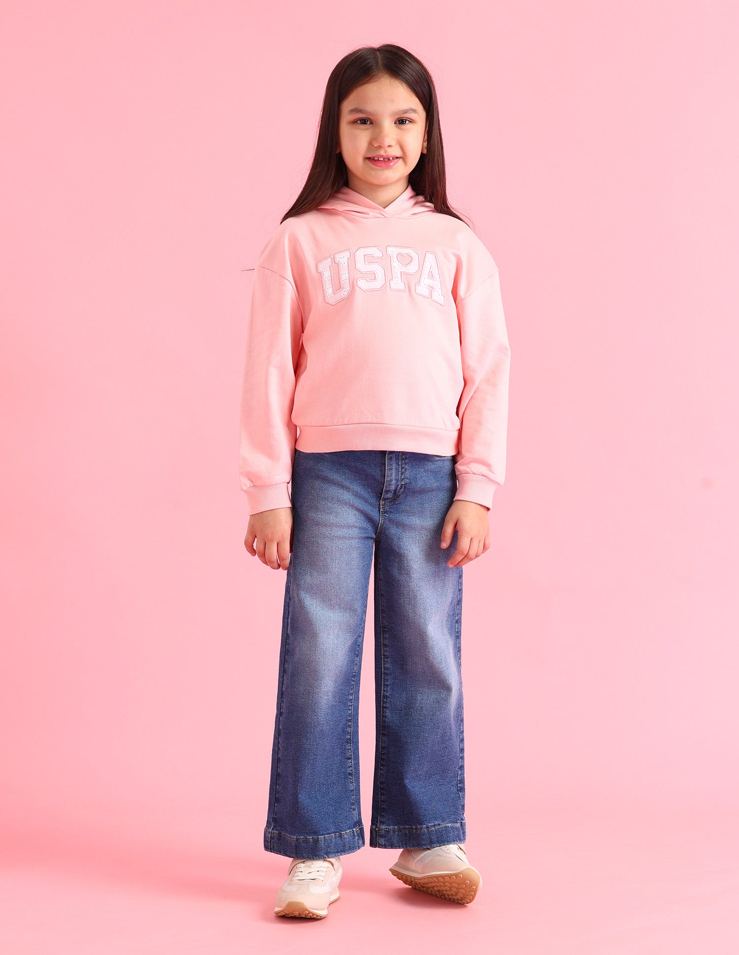 Girls Brand Printed Regular Fit Sweatshirt Pink - U.S. POLO ASSN. | Large