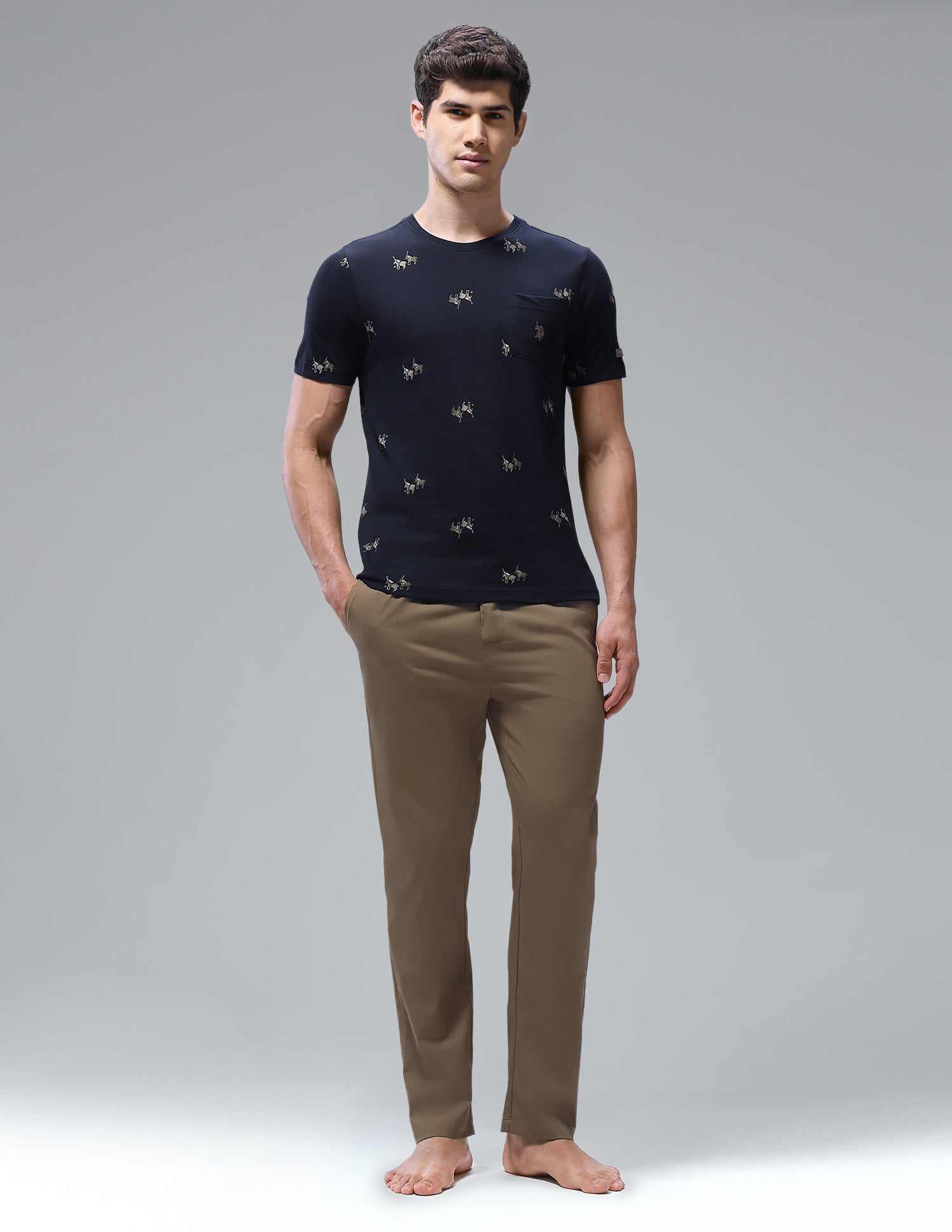 Graphic Brand Printed Regular Fit Loungewear T-Shirt Navy - U.S. Polo Assn. India | Large