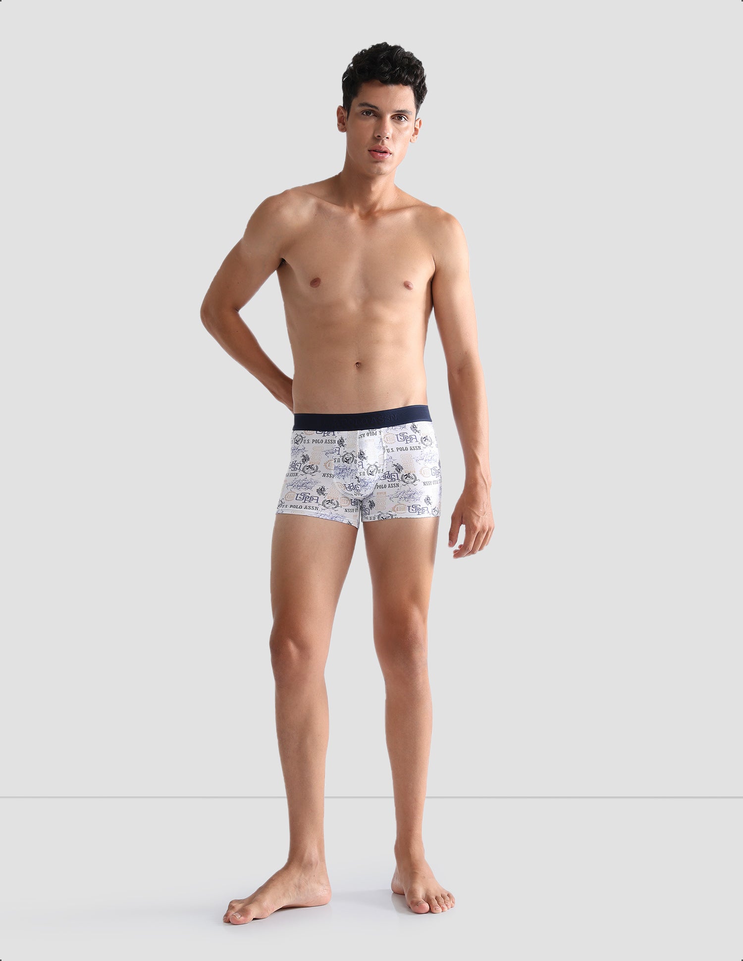 Brand Printed OET16 Trunks - Pack Of 2 Navy and White - U.S. POLO ASSN. | Large