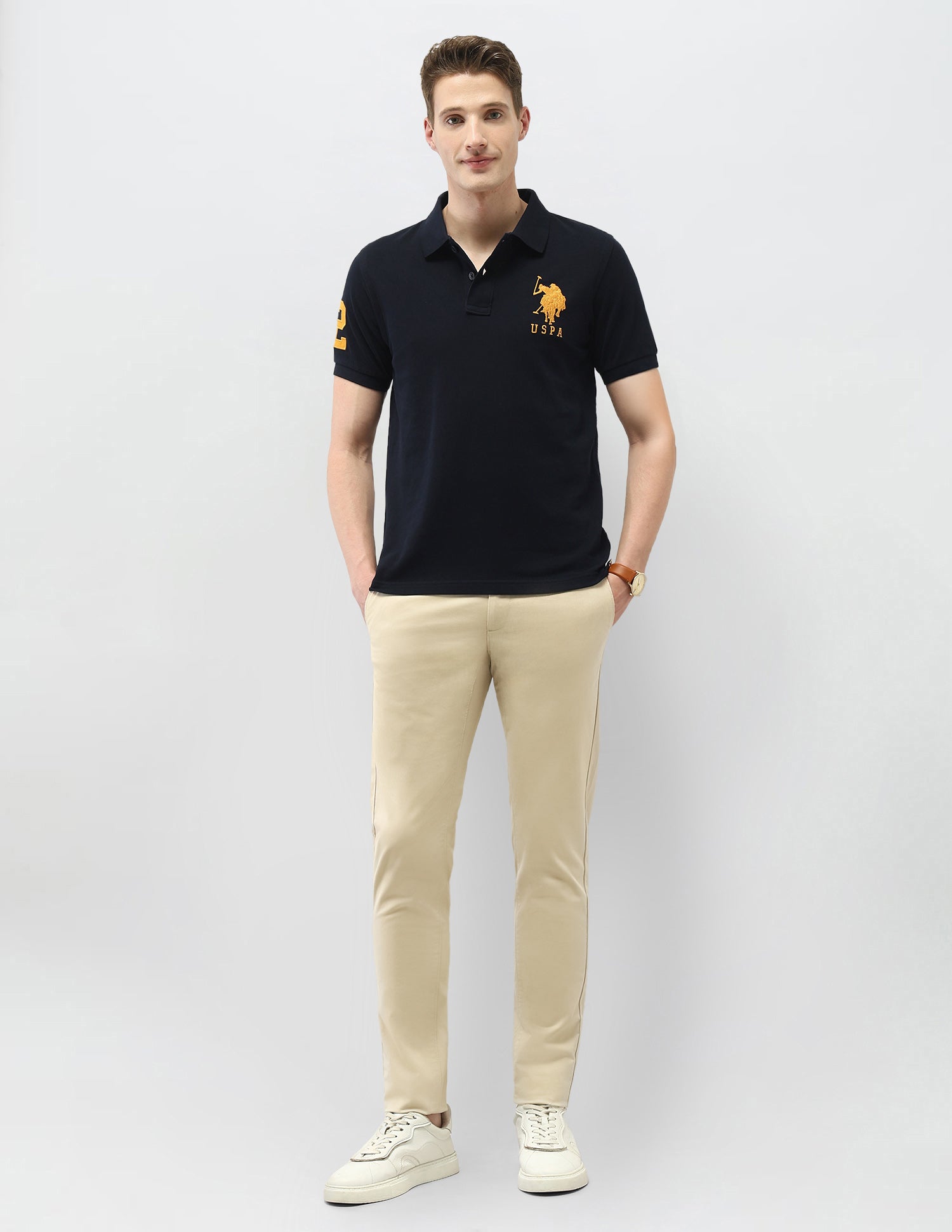 Solid Slim Fit Polo Shirt Navy - U.S. Polo Assn. India | Large