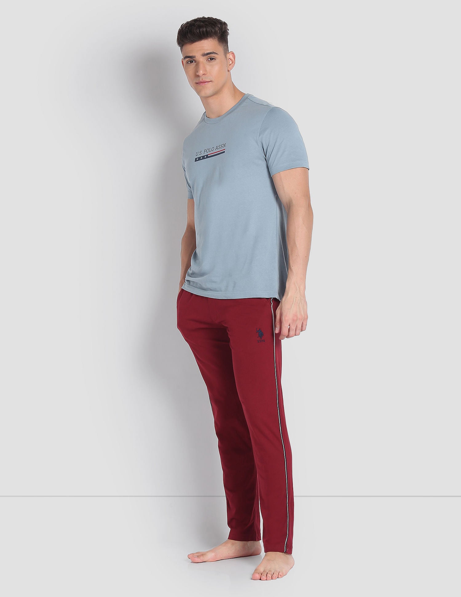 Solid LR001 Lounge Track Pants - Pack Of 1 Maroon - U.S. POLO ASSN. | Large
