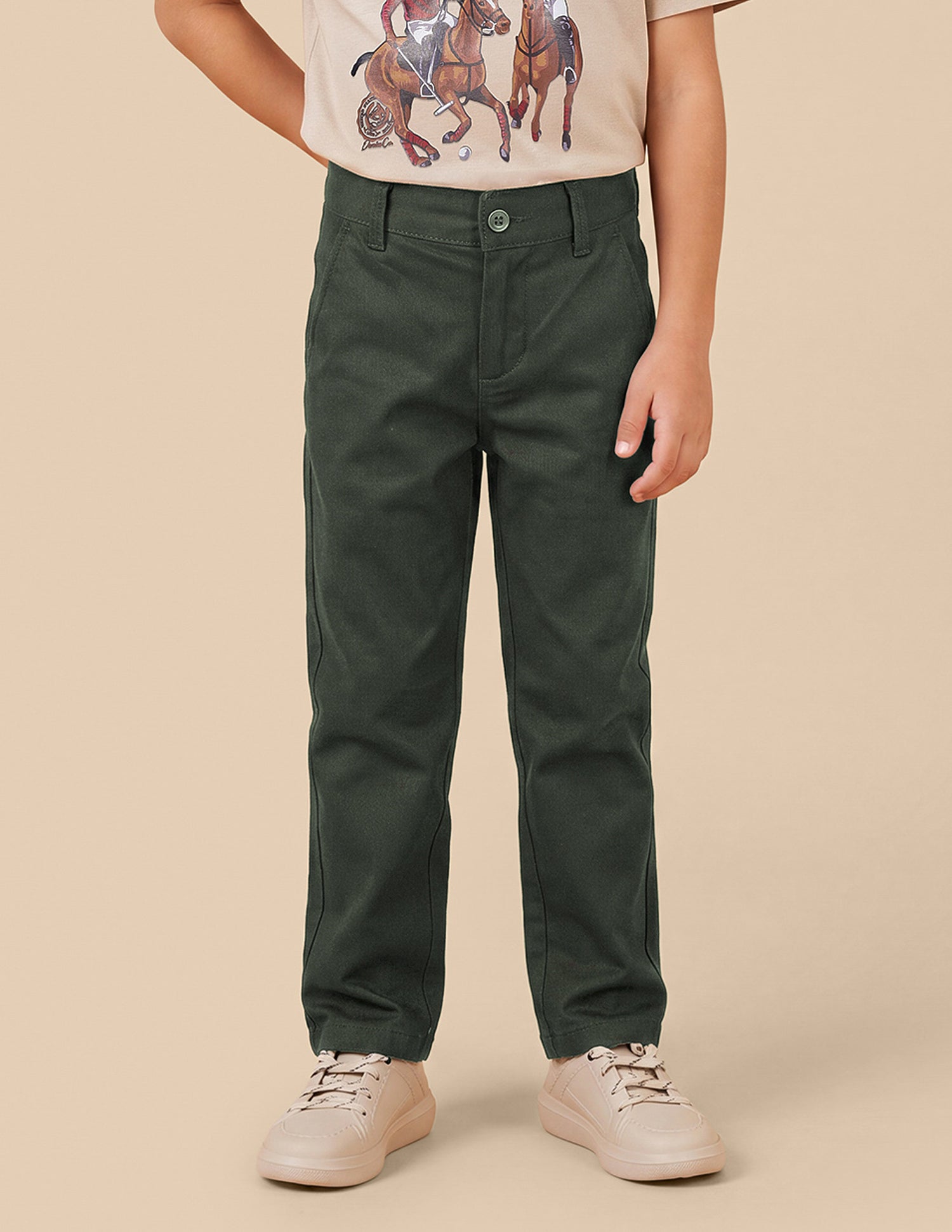 Mid Rise Dobby Trousers Olive - U.S. Polo Assn. India | Large