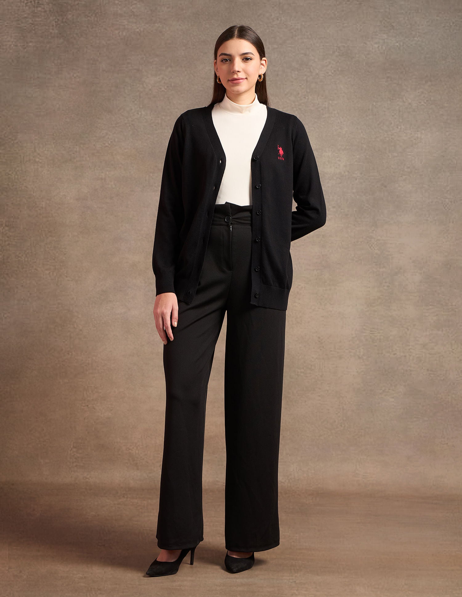 Pure Cotton Regular Fit Cardigan Black - U.S. POLO ASSN. | Large