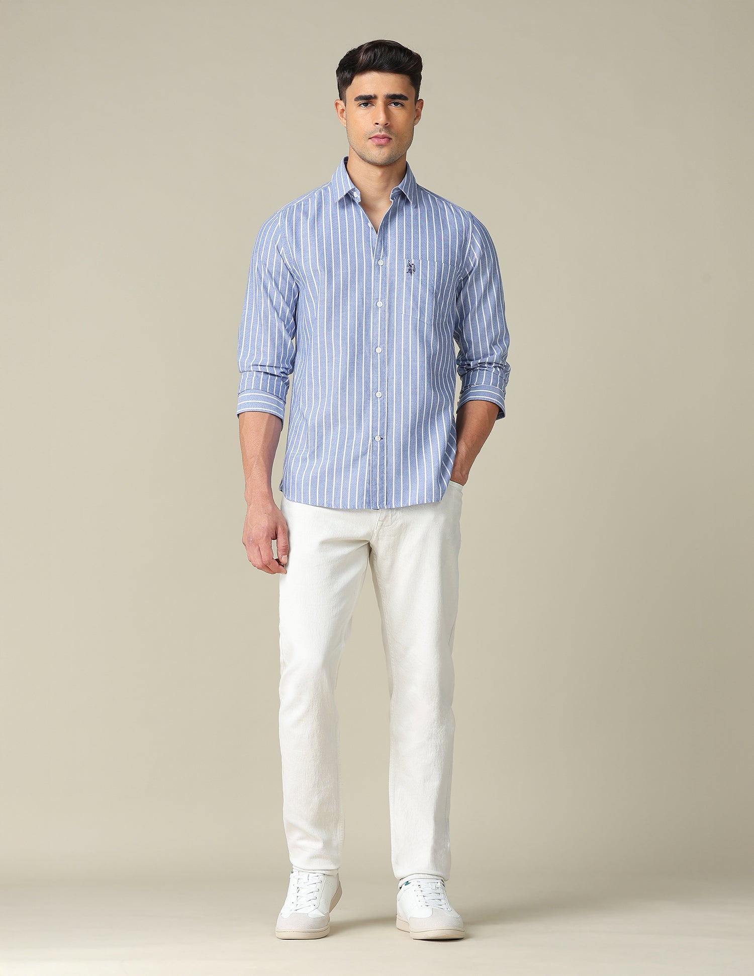 Vertical Striped Tailored Fit Shirt Navy - U.S. Polo Assn. India | Large
