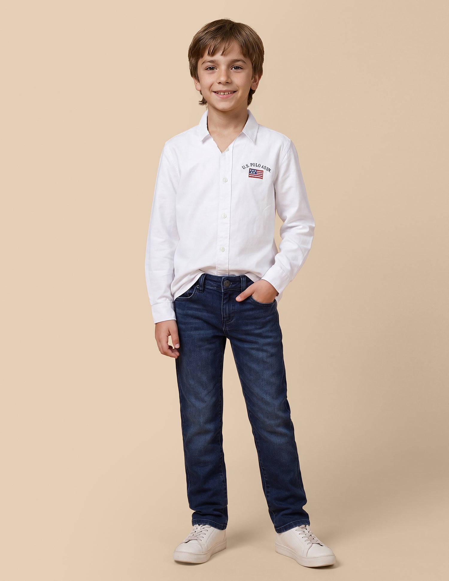 Brand Printed Oxford Shirt White - U.S. Polo Assn. India | Large