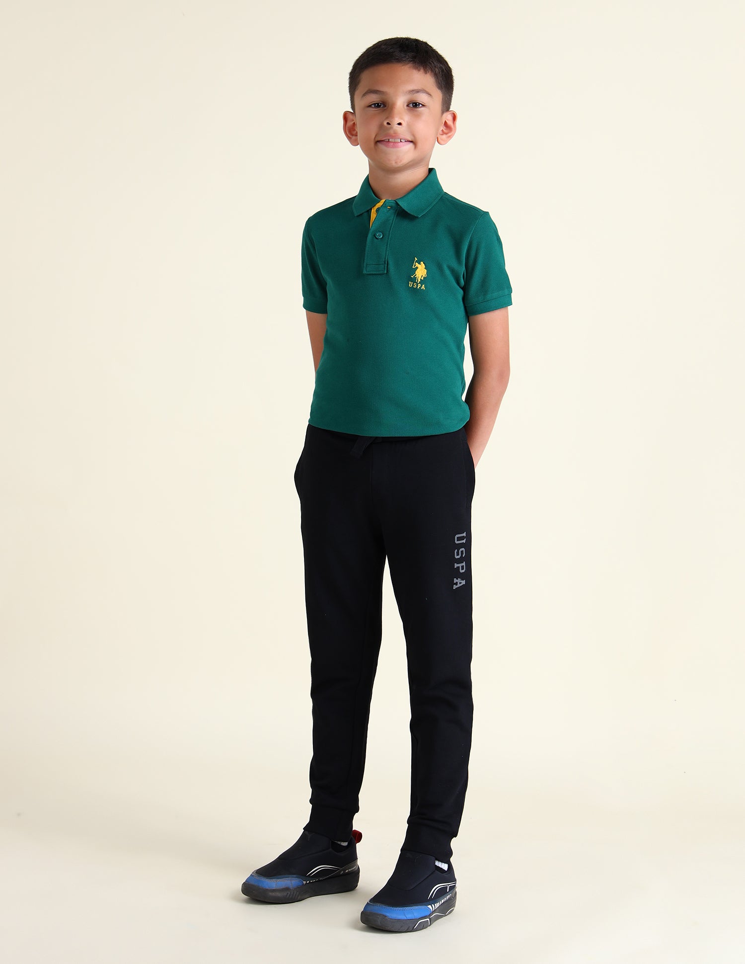 Boys Solid Regular Fit Joggers Black - U.S. POLO ASSN. | Large