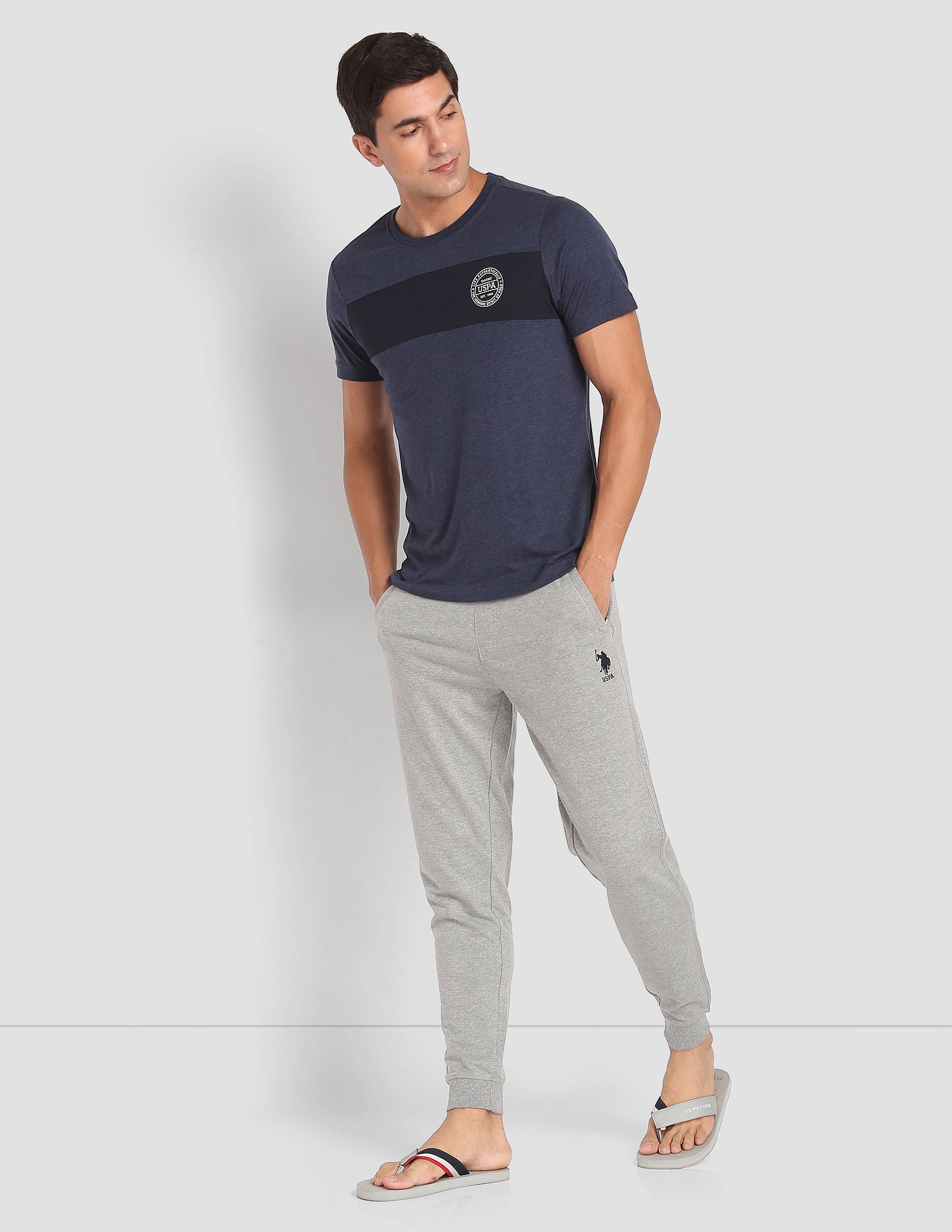 Crew Neck Colour Block I681 Lounge T-Shirt - Pack Of 1 Navy - U.S. POLO ASSN. | Large