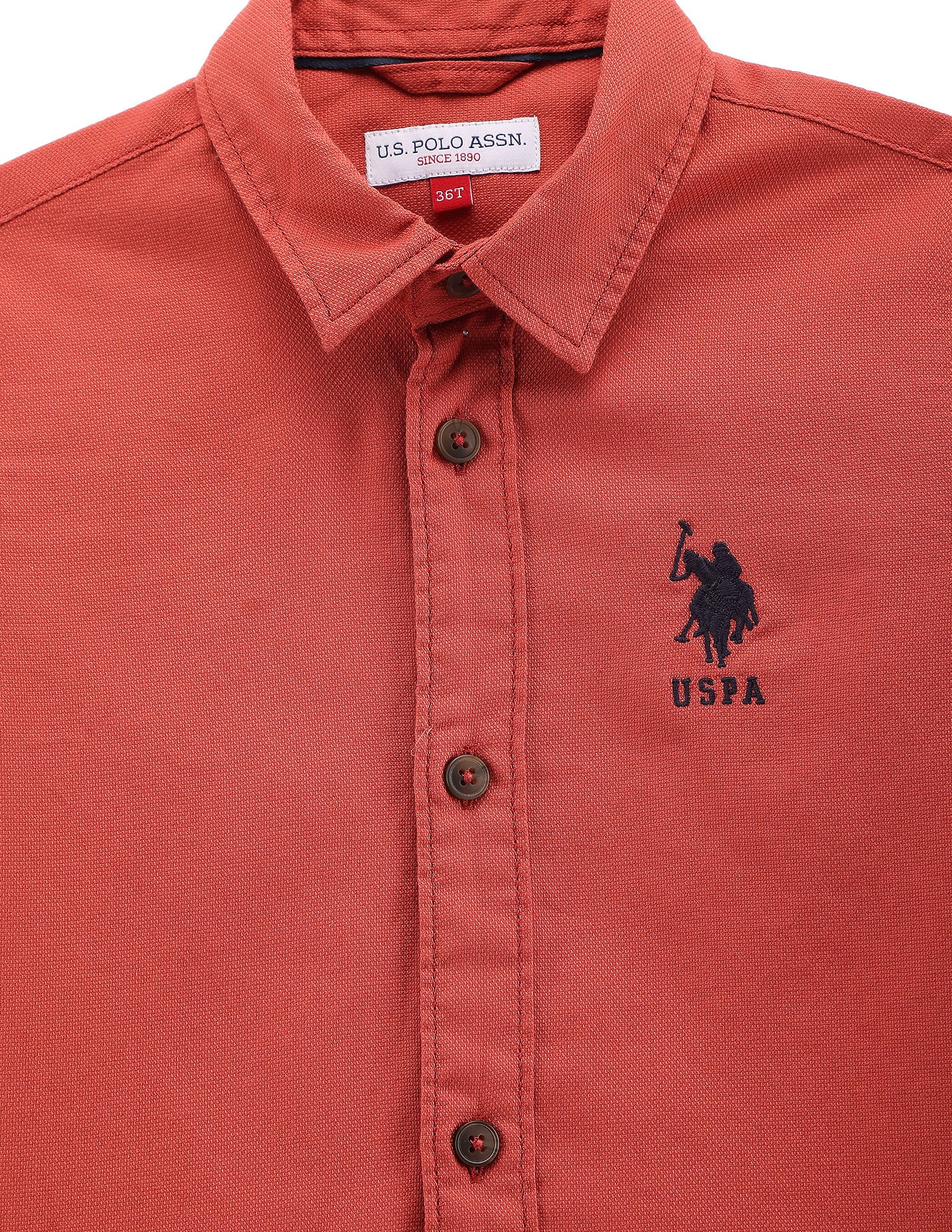 Boys Solid Dobby Shirt Orange - U.S. POLO ASSN. | Large