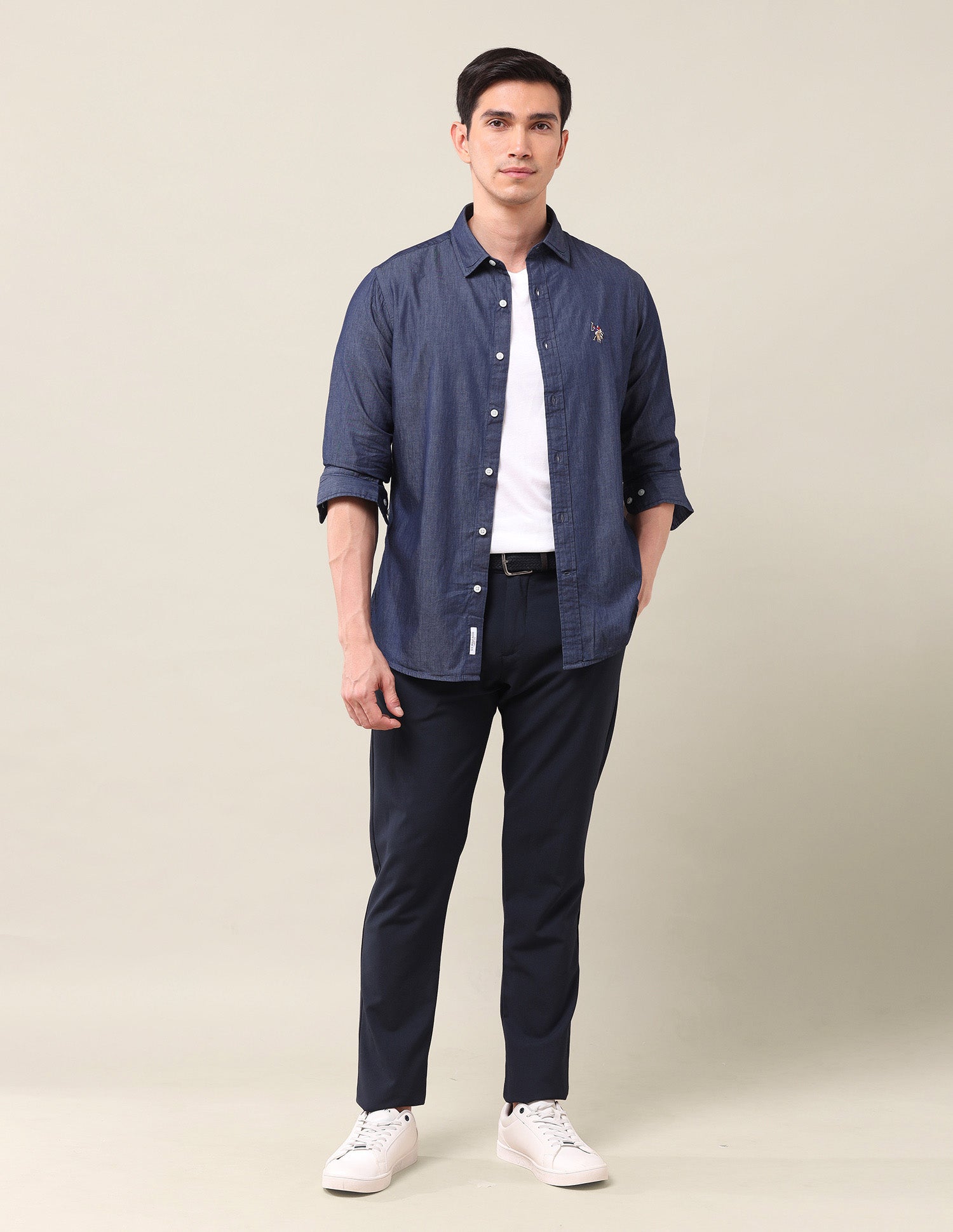 Solid Tailored Fit Shirt Indigo - U.S. Polo Assn. India | Large