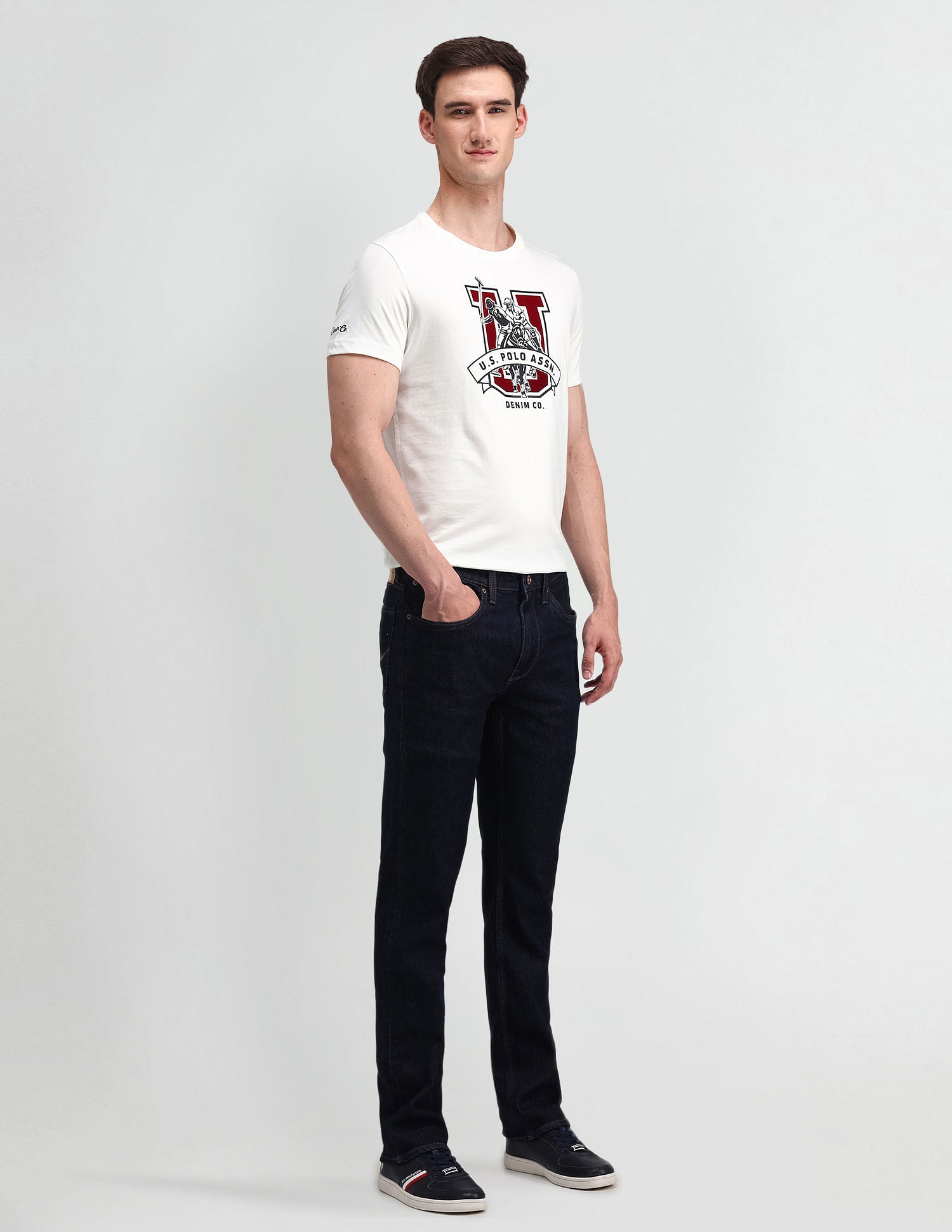 Muscle Fit Brand Print T-Shirt Ivory - U.S. Polo Assn. India | Large