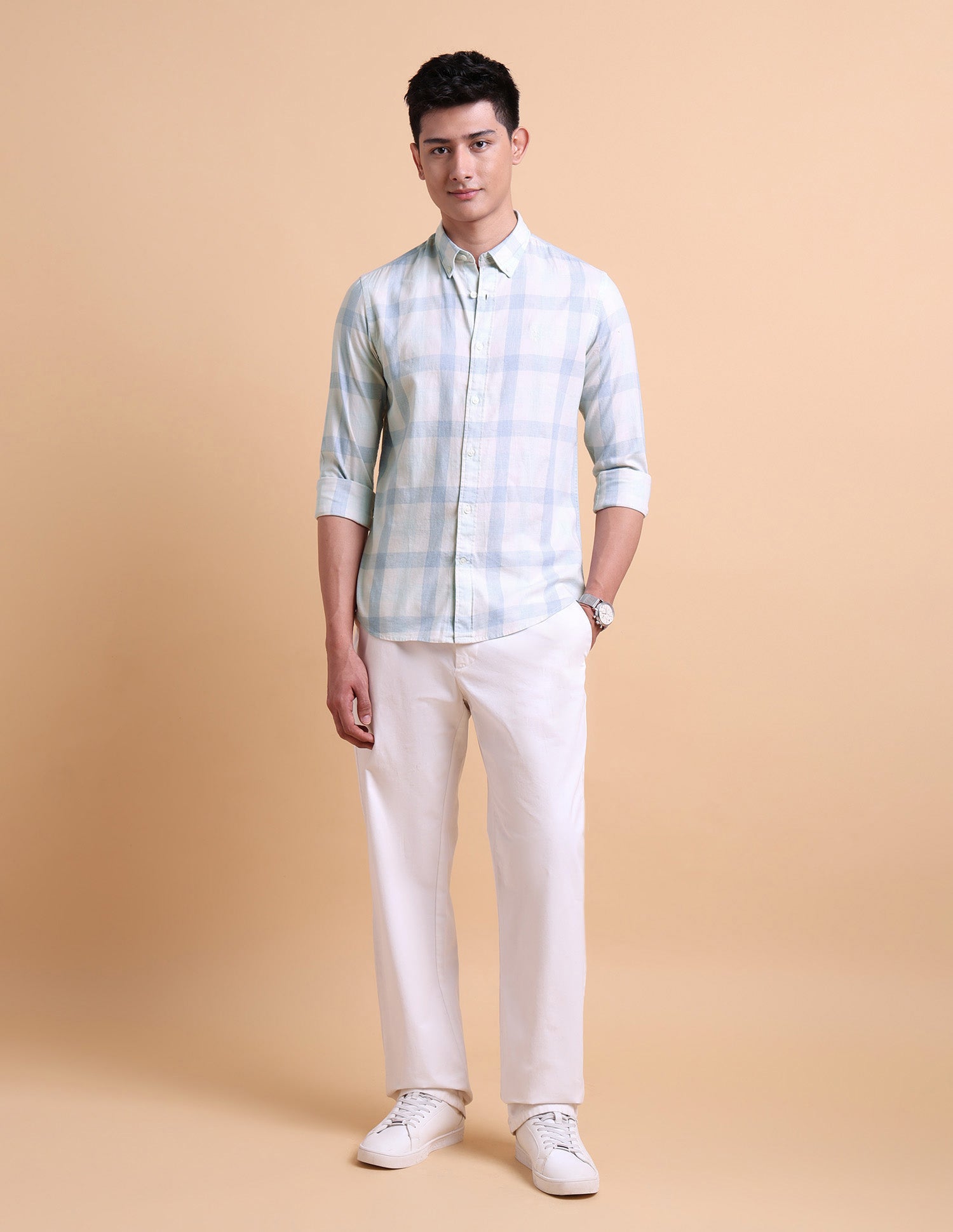 Dobby Cotton Shirt Blue - U.S. POLO ASSN. | Large