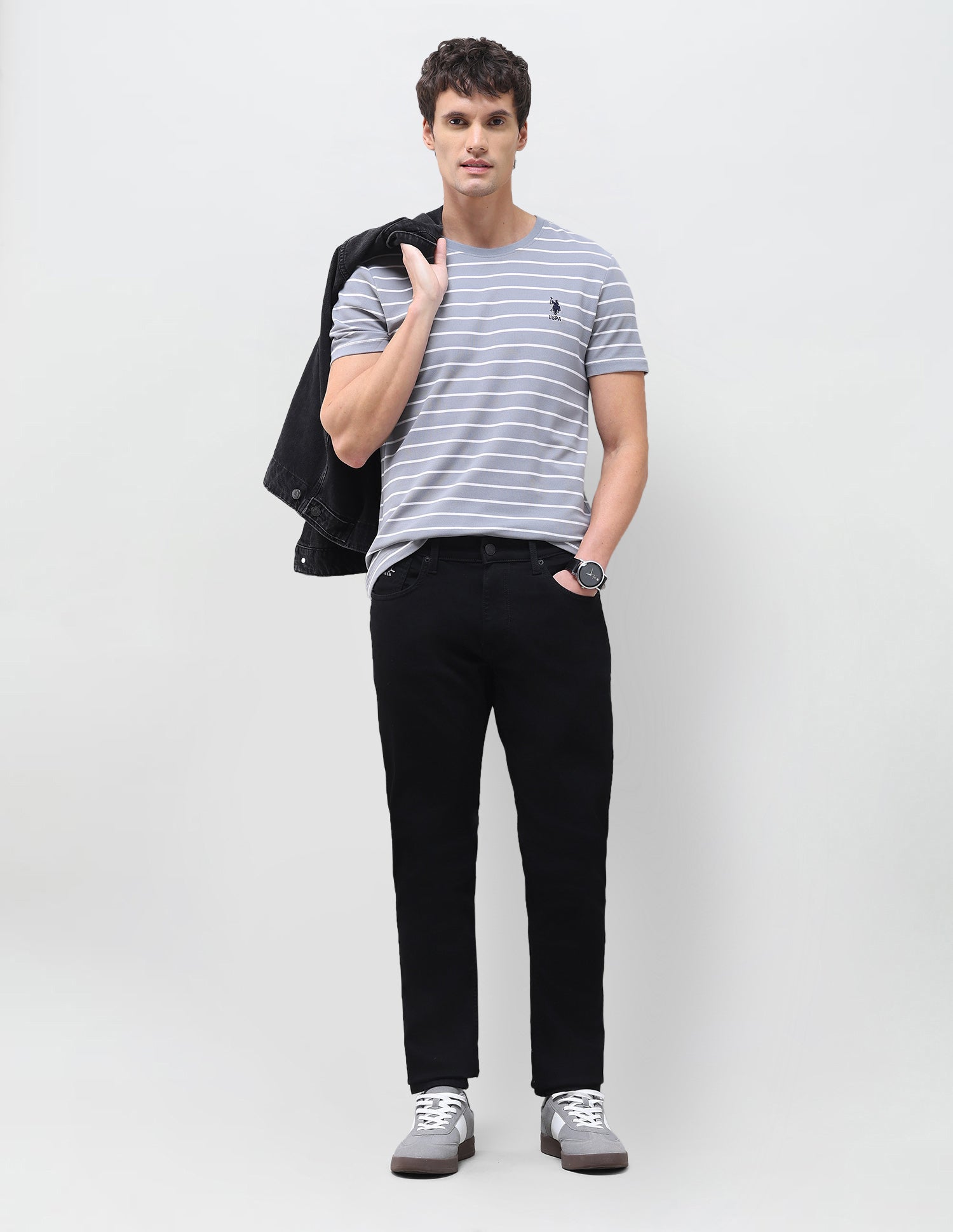 Brandon Slim-Tapered Fit Black Jeans Black - U.S. Polo Assn. India | Large