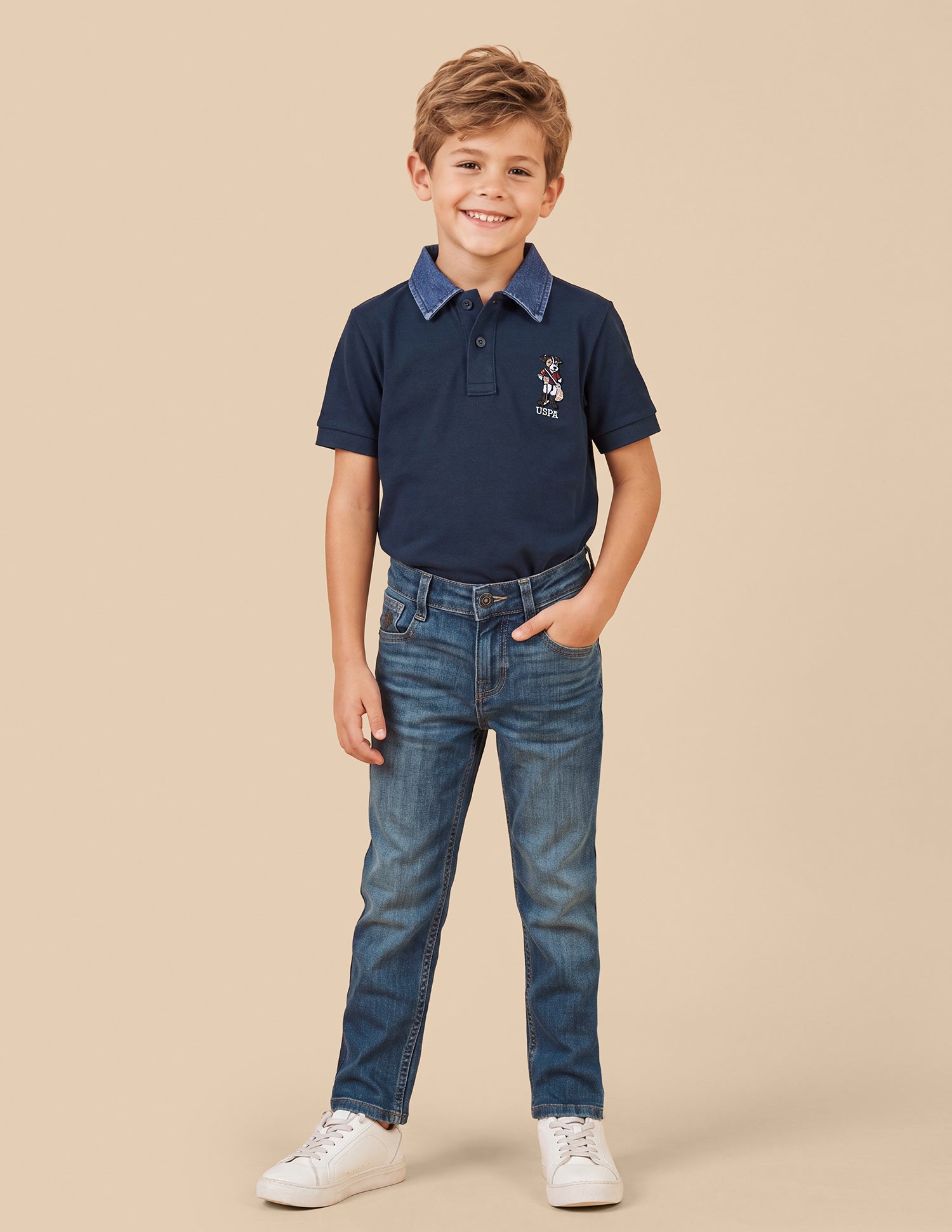 Relaxed Fit Whiskered Jeans Tinted Blue - U.S. Polo Assn. India | Large