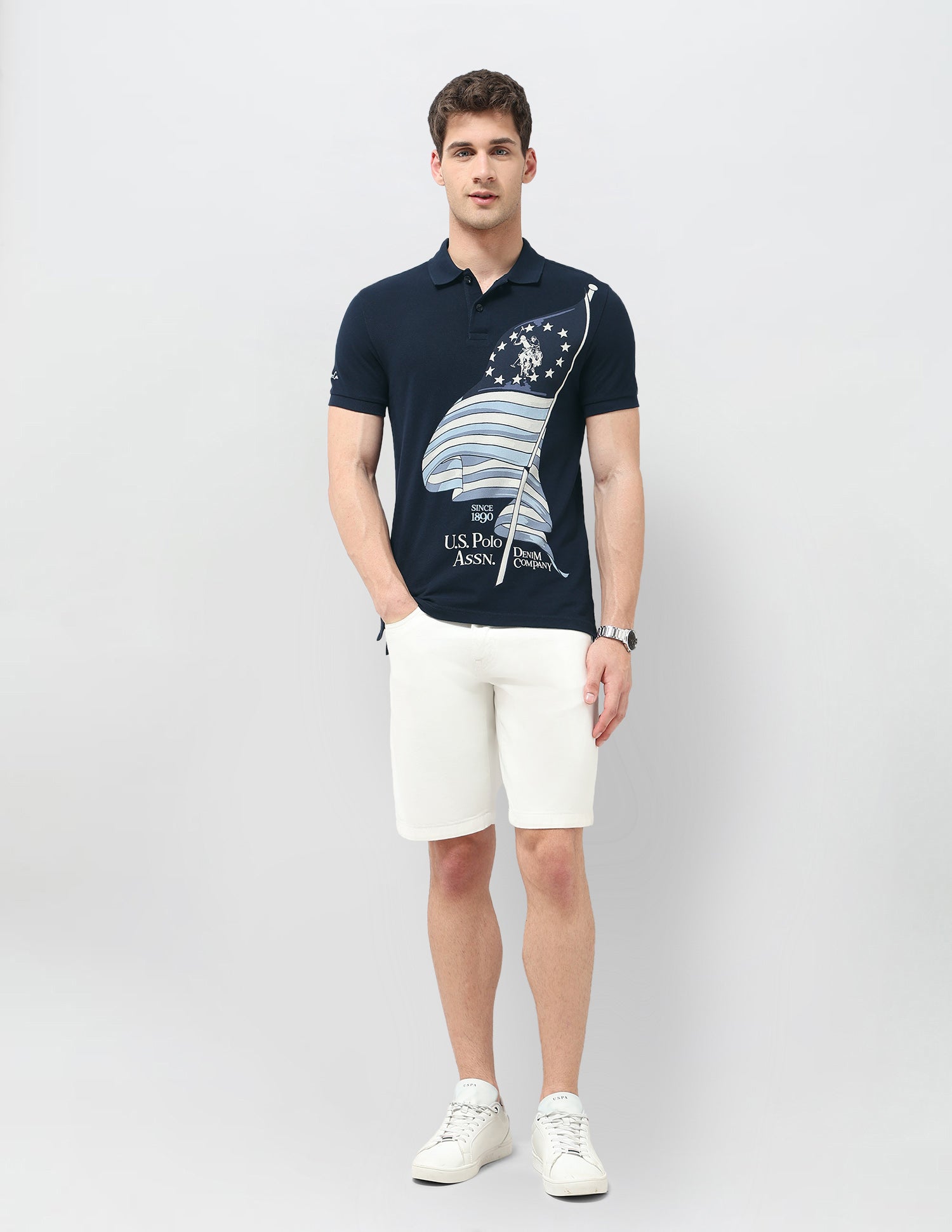 Graphic Printed Regular Fit Polo Shirt Navy - U.S. POLO ASSN. | Large