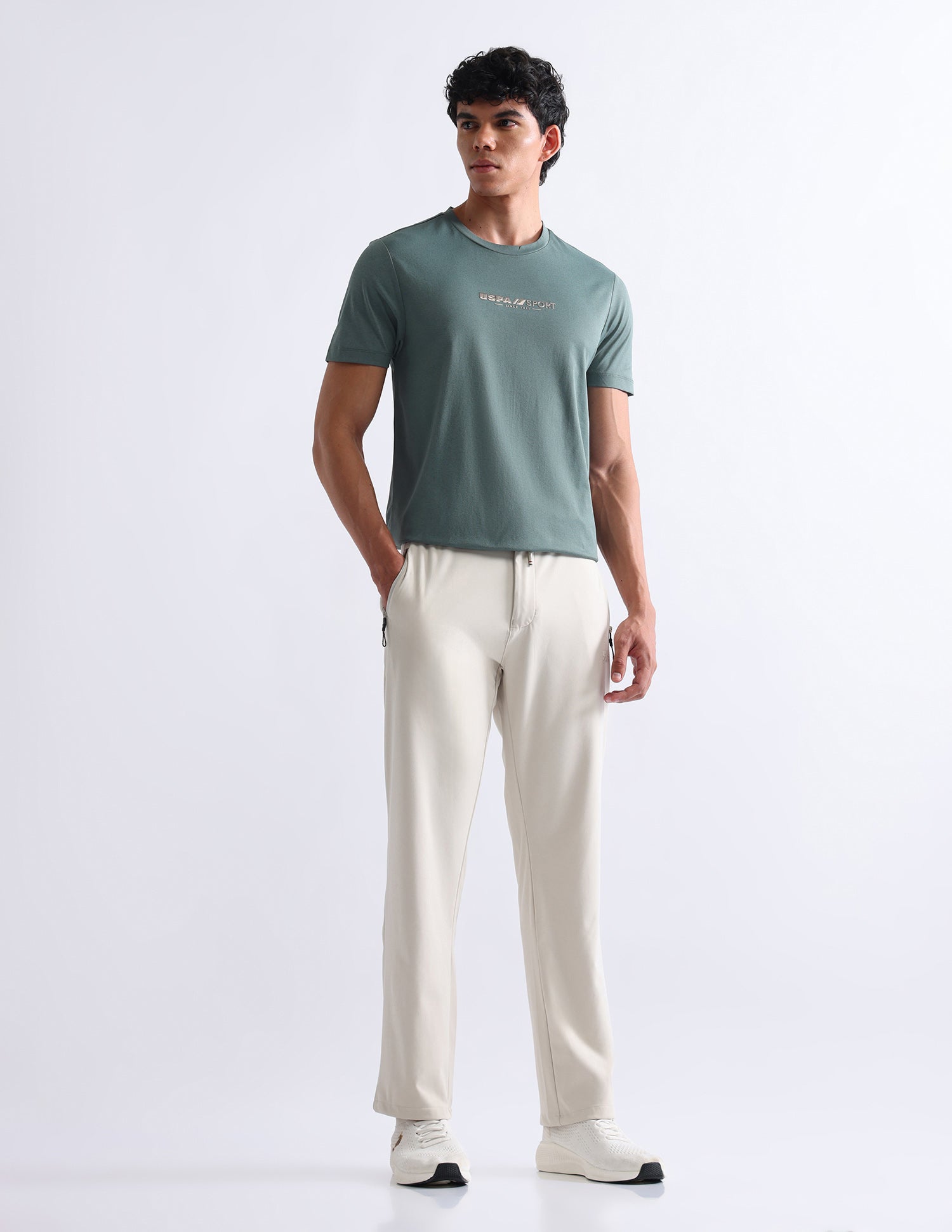 Solid Slim Fit T-Shirt Green - U.S. Polo Assn. India | Large