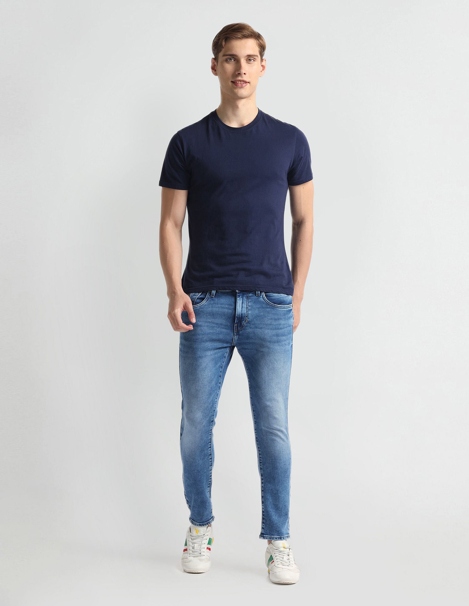 Henry Tapered Cropped Fit Blue Jeans Blue - U.S. Polo Assn. India | Large