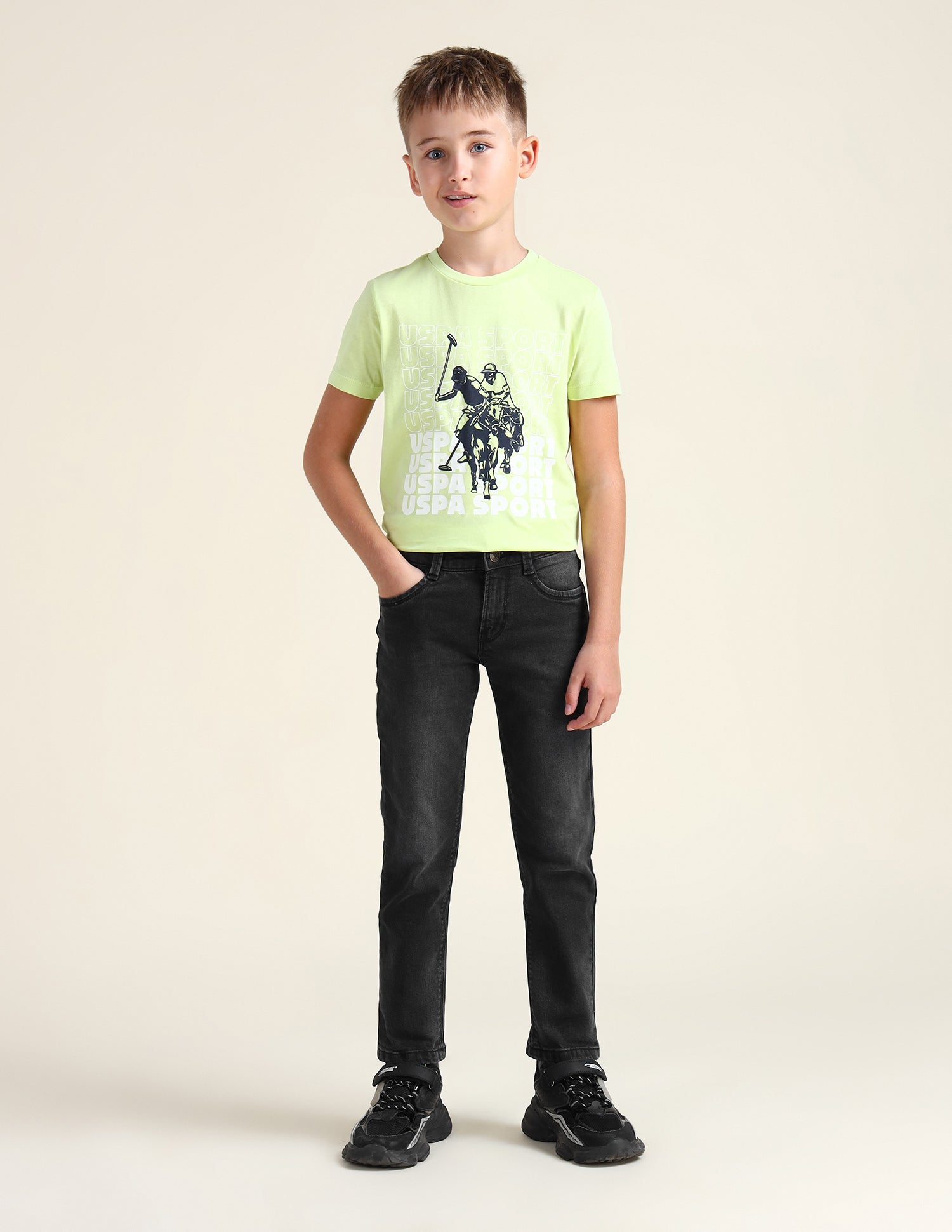 Boys Mid Rise Slim Fit Jeans Black - U.S. POLO ASSN. | Large