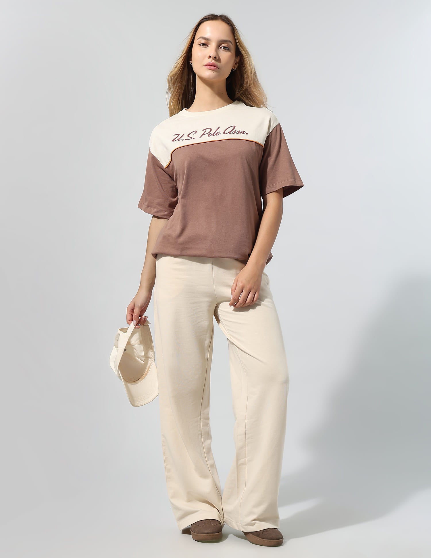 Colourblocked Relaxed T-Shirt Brown - U.S. Polo Assn. India | Large