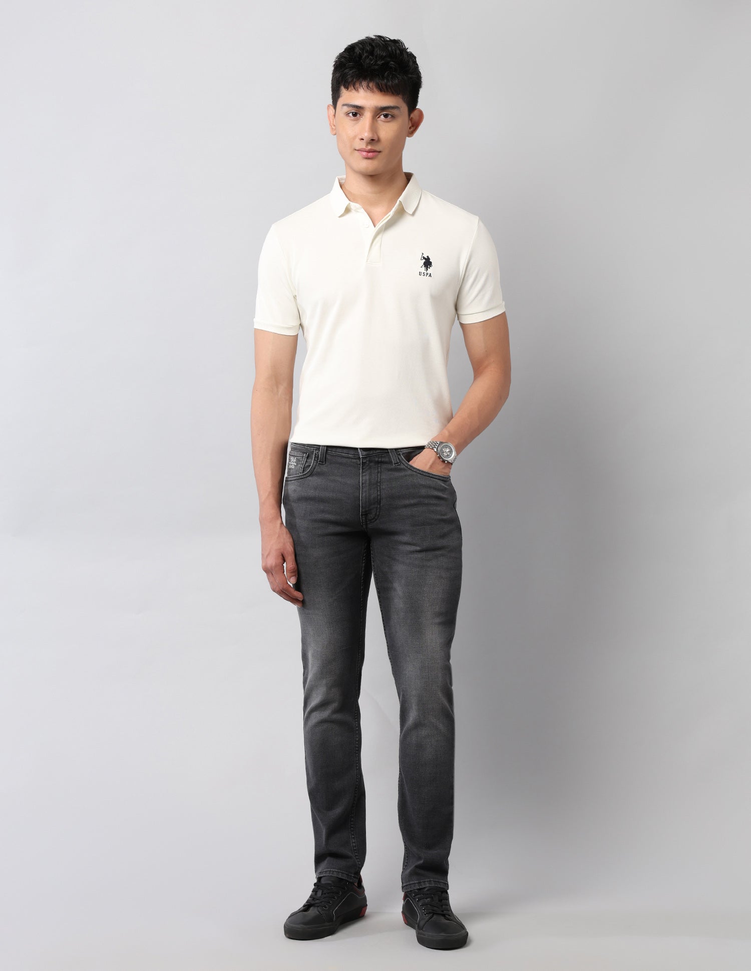 Brandon Slim Tapered Fit Black Jeans Dark Grey - U.S. POLO ASSN. | Large