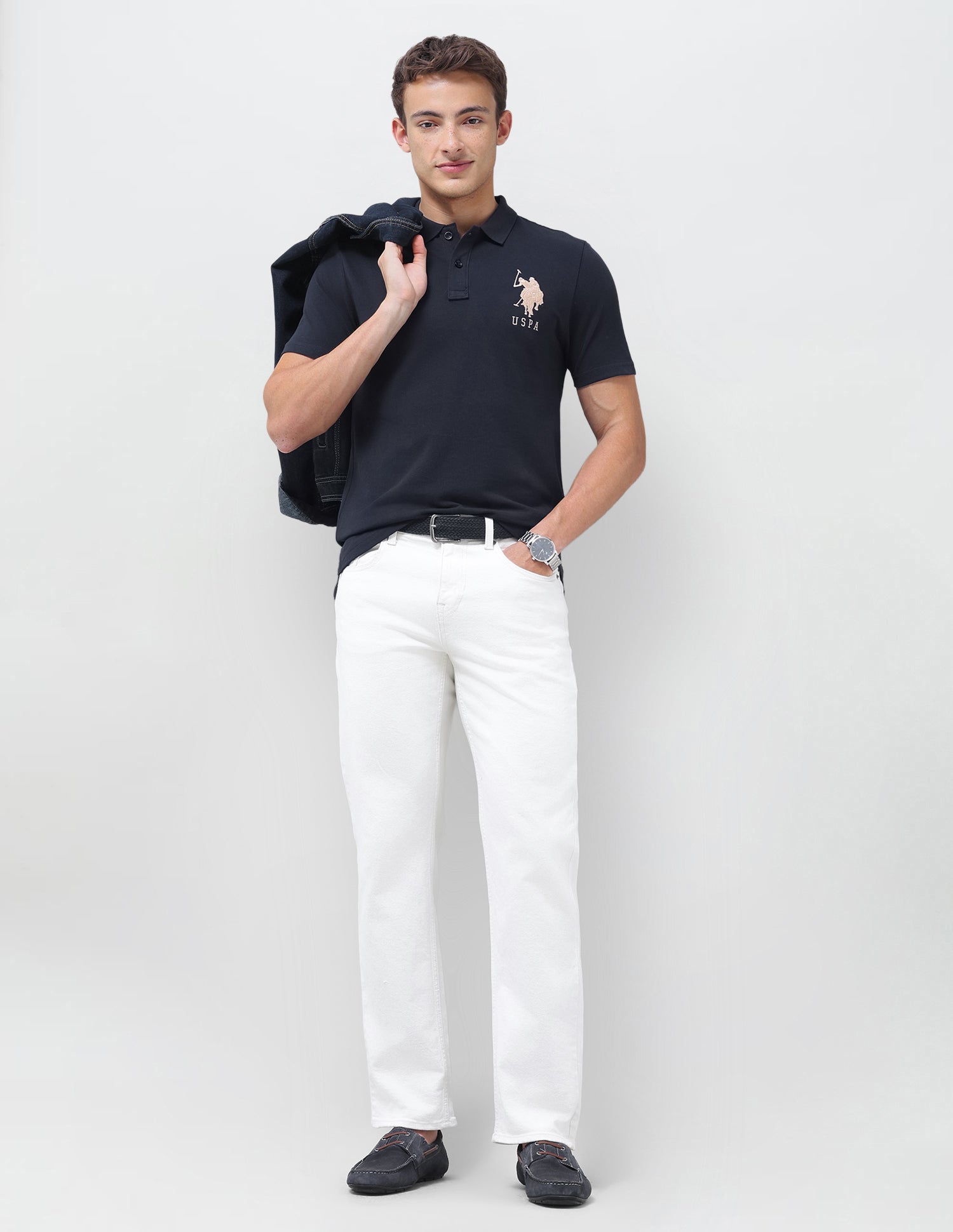 Solid Slim Fit Polo Shirt Navy - U.S. Polo Assn. India | Large