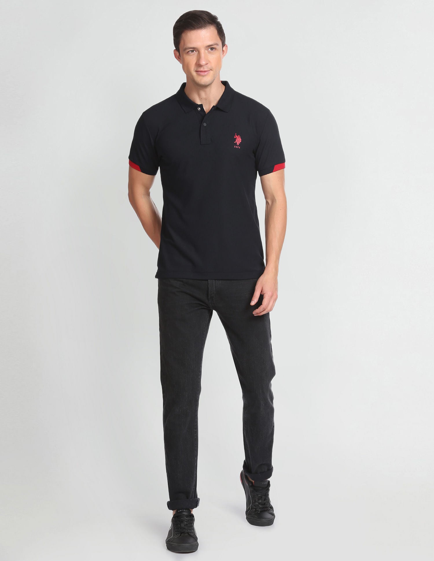 Solid Slim Fit Polo Shirt Navy - U.S. Polo Assn. India | Large