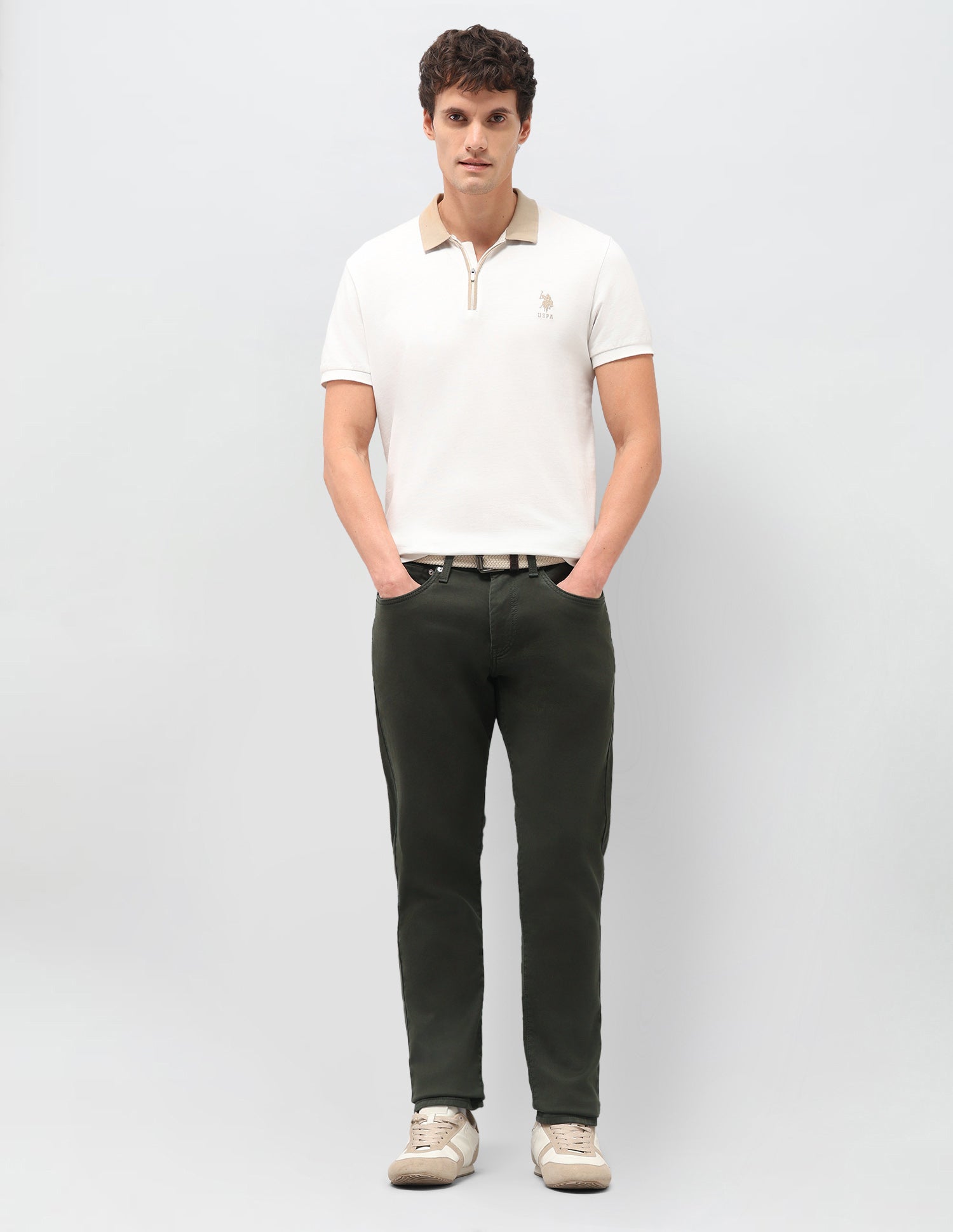 Brandon Slim-Tapered Fit Green Jeans Dark Olive - U.S. Polo Assn. India | Large